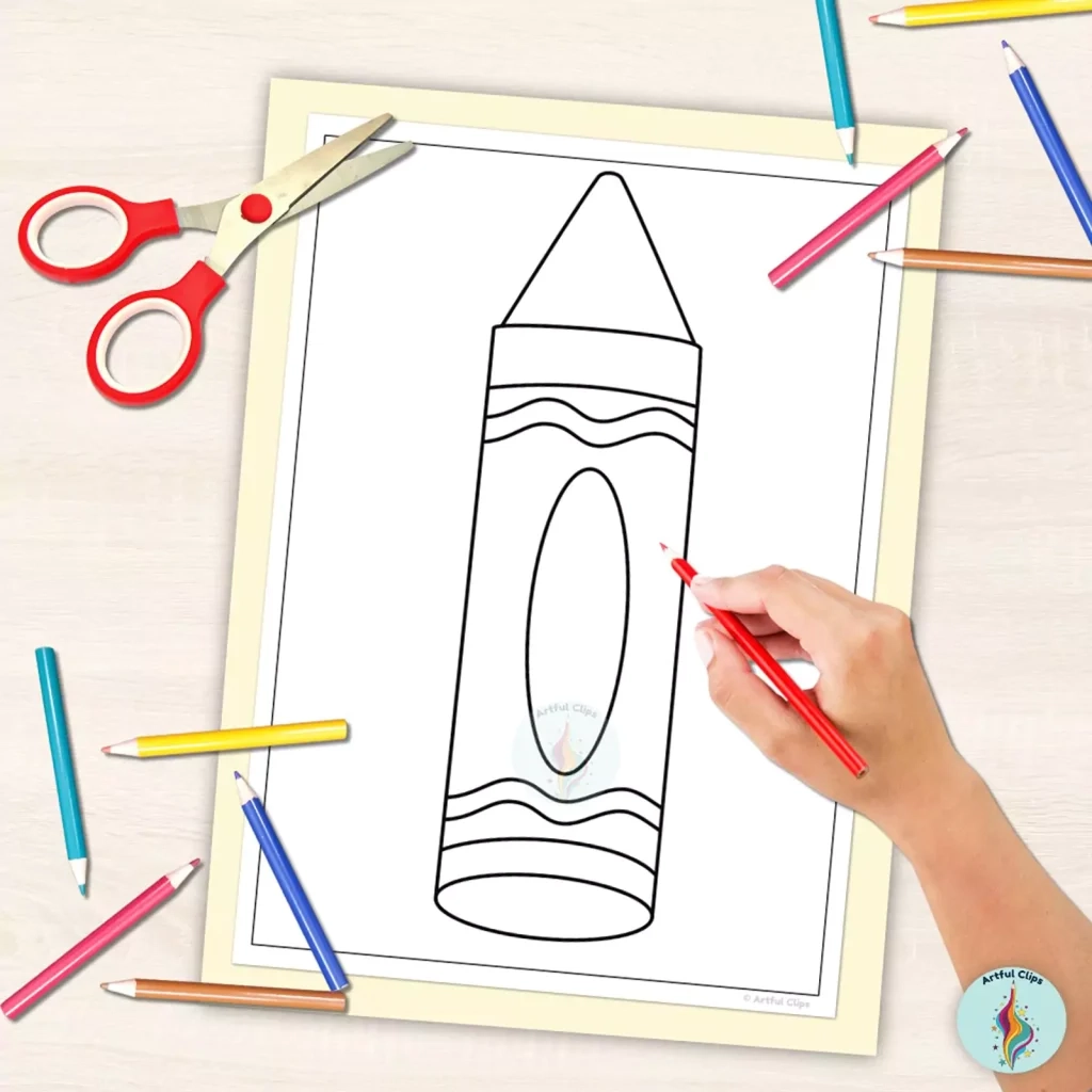 Crayon Template Set For Back To School Crafts Displays