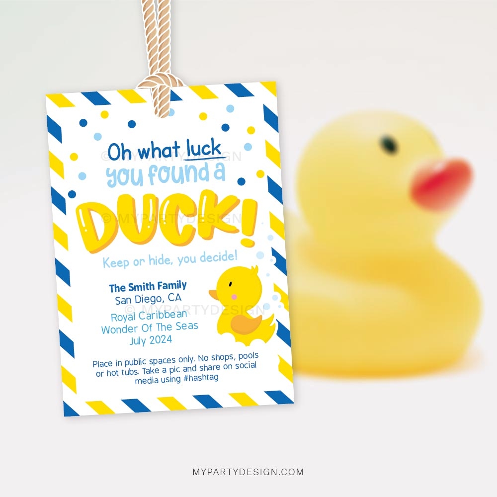Cruising Ducks Tags Blue Printable PDF My Party Design