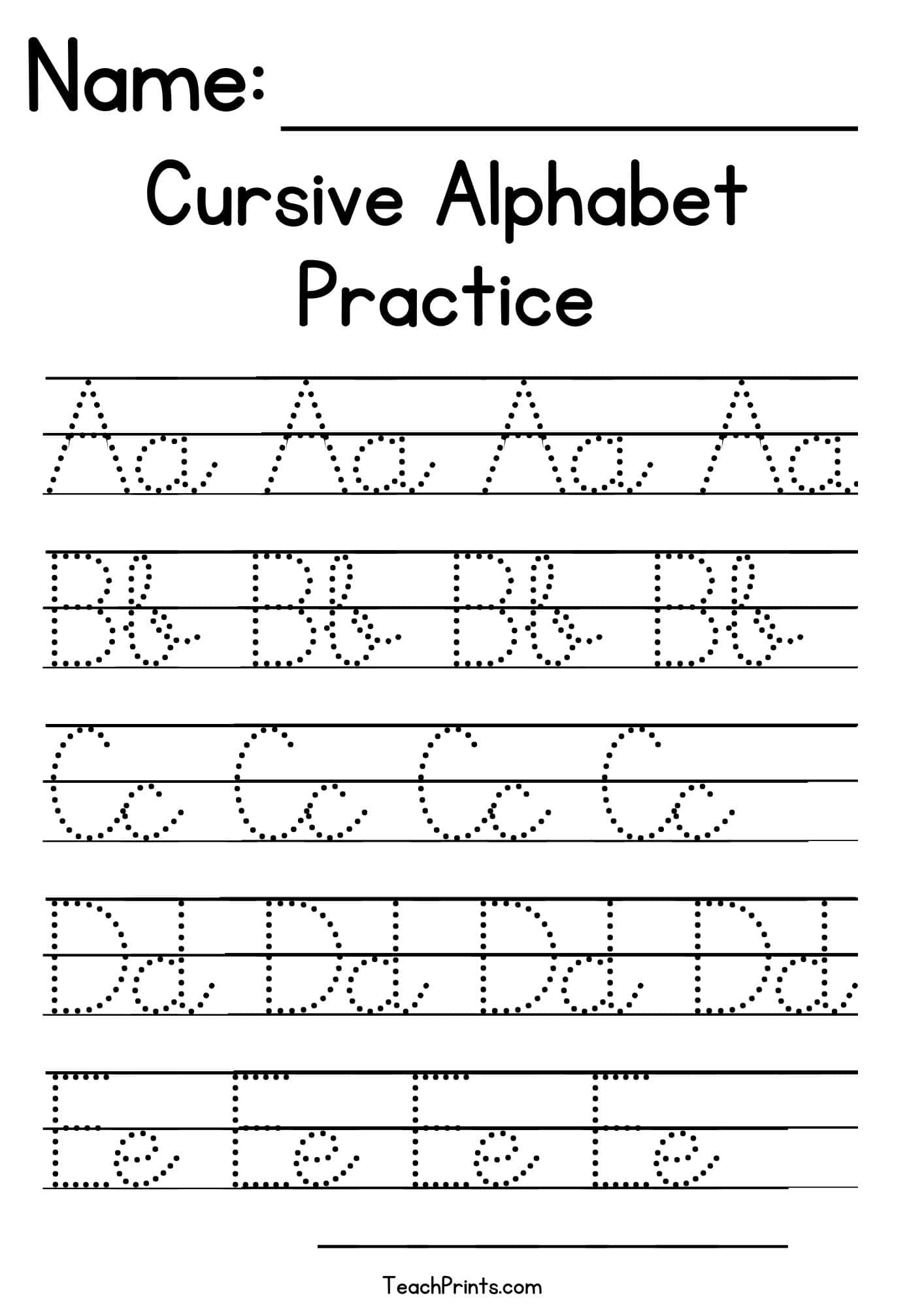 Cursive Letter Tracing Worksheets Free A To Z Printables Teach Prints