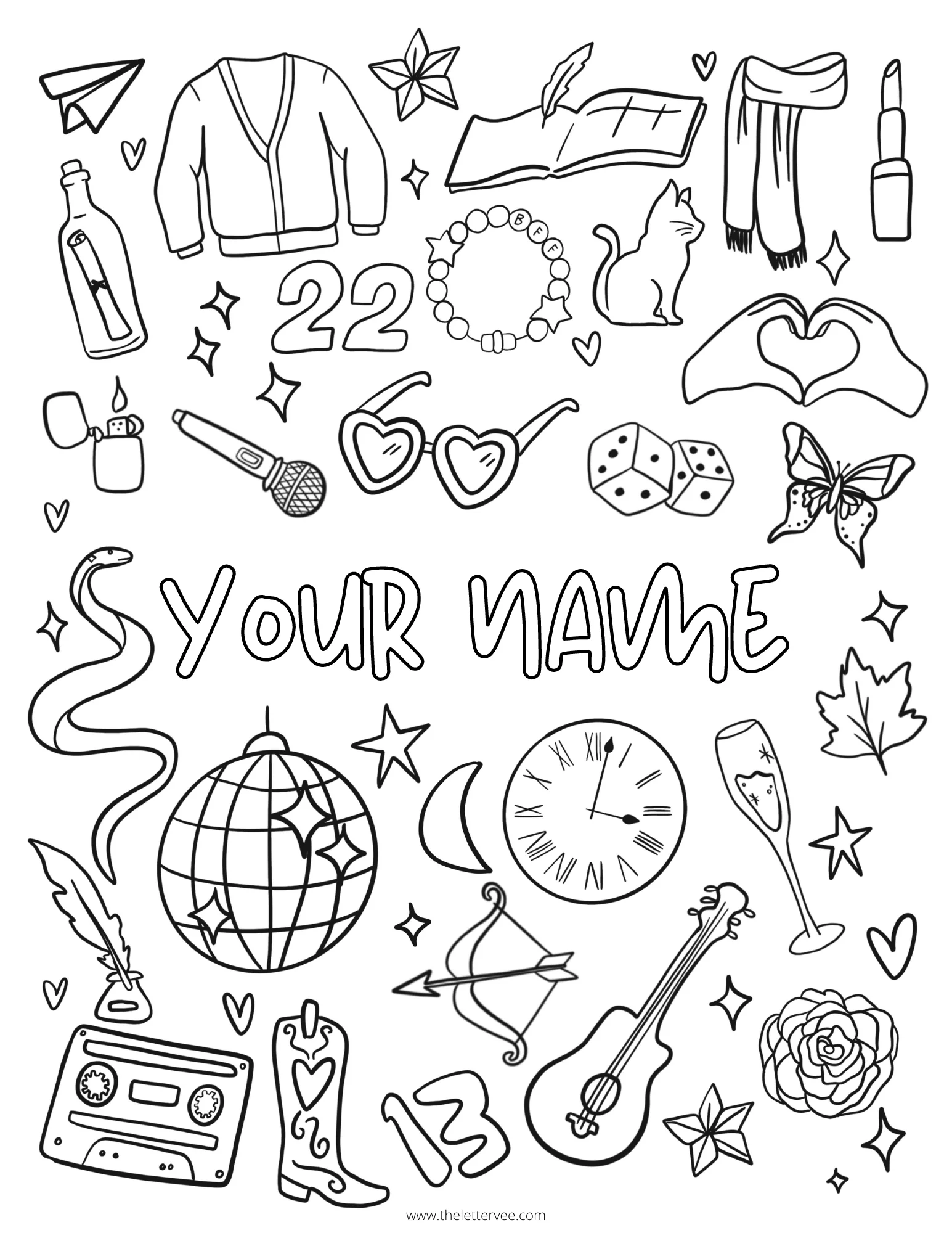 Custom SWIFTIE Coloring Page The Letter Vee Custom SWIFTIE Coloring Page The Letter Vee
