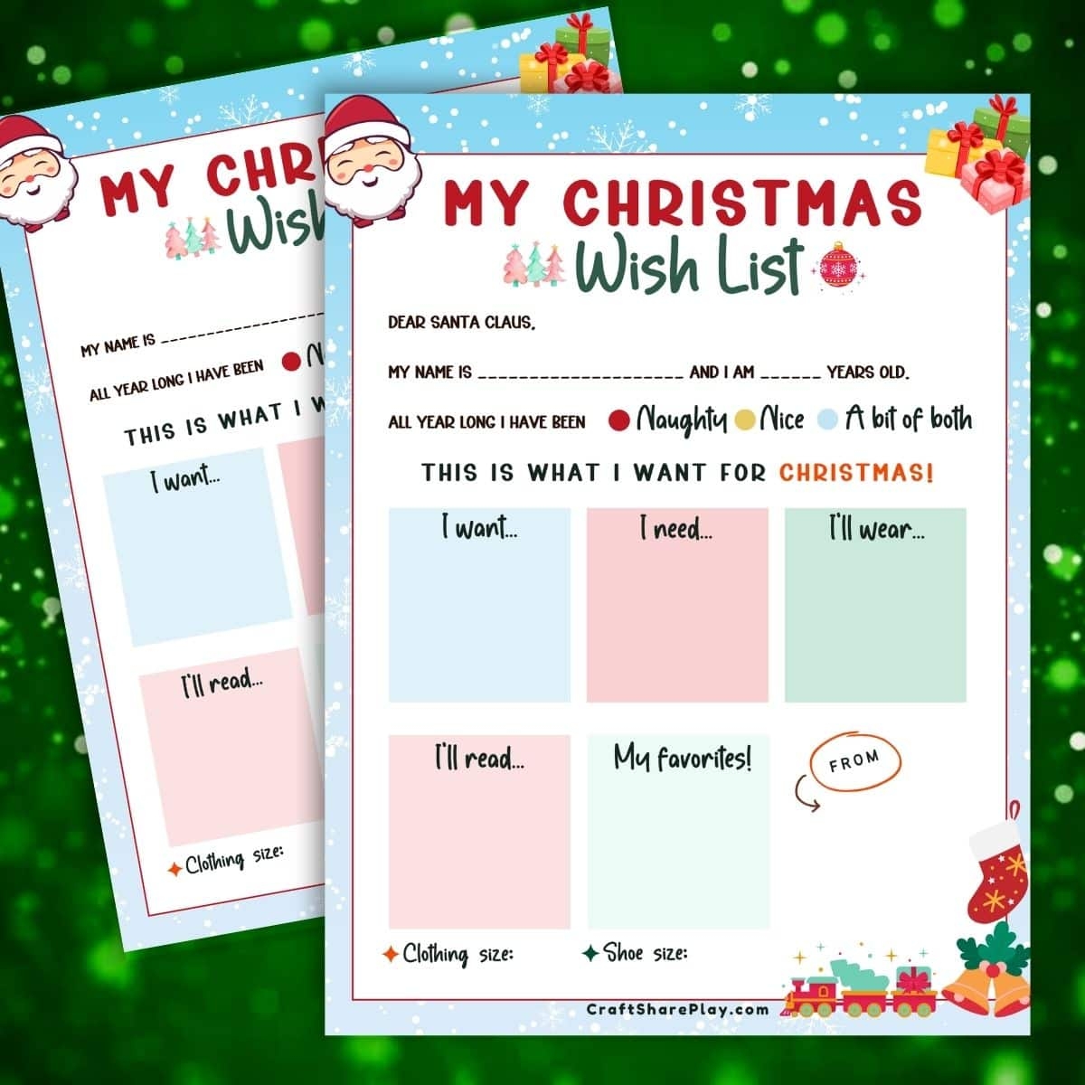 Cute Christmas Wish List Template Free Printable Craft Share Play