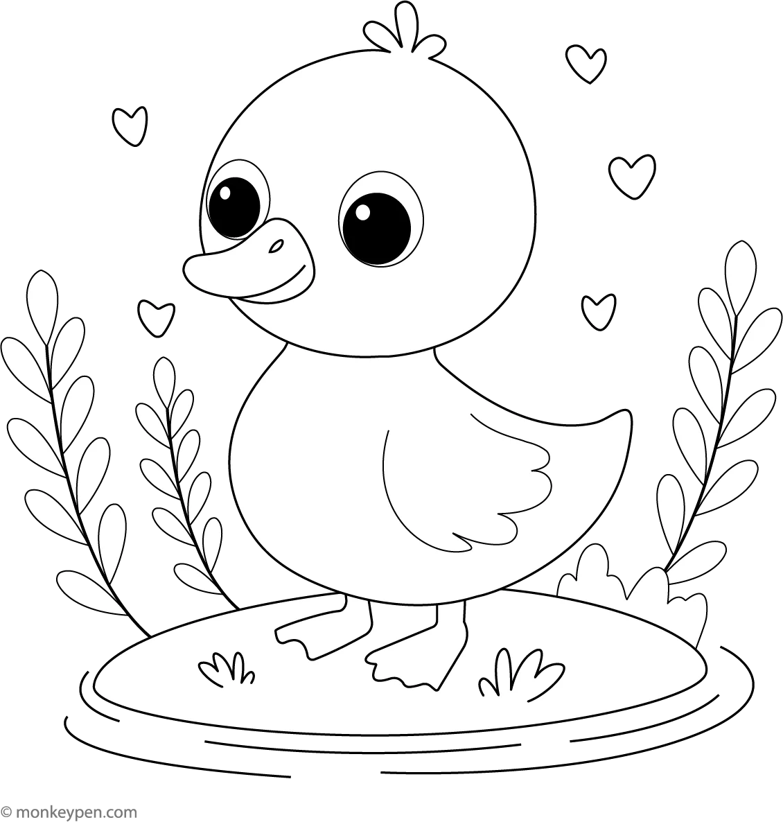 Cute Duck Coloring Page Farm Animal Printable For Kids