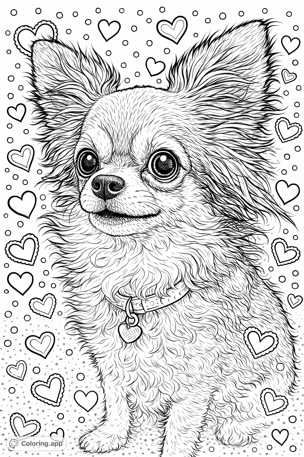 Cute Fluffy Dog Portrait Coloring app