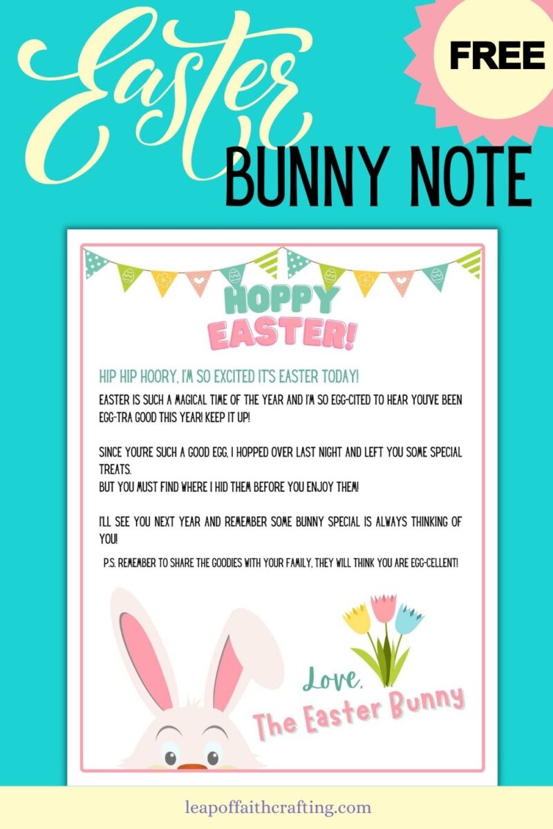 Cute FREE Easter Bunny Note Printable Letter PDF Leap Of Faith Crafting