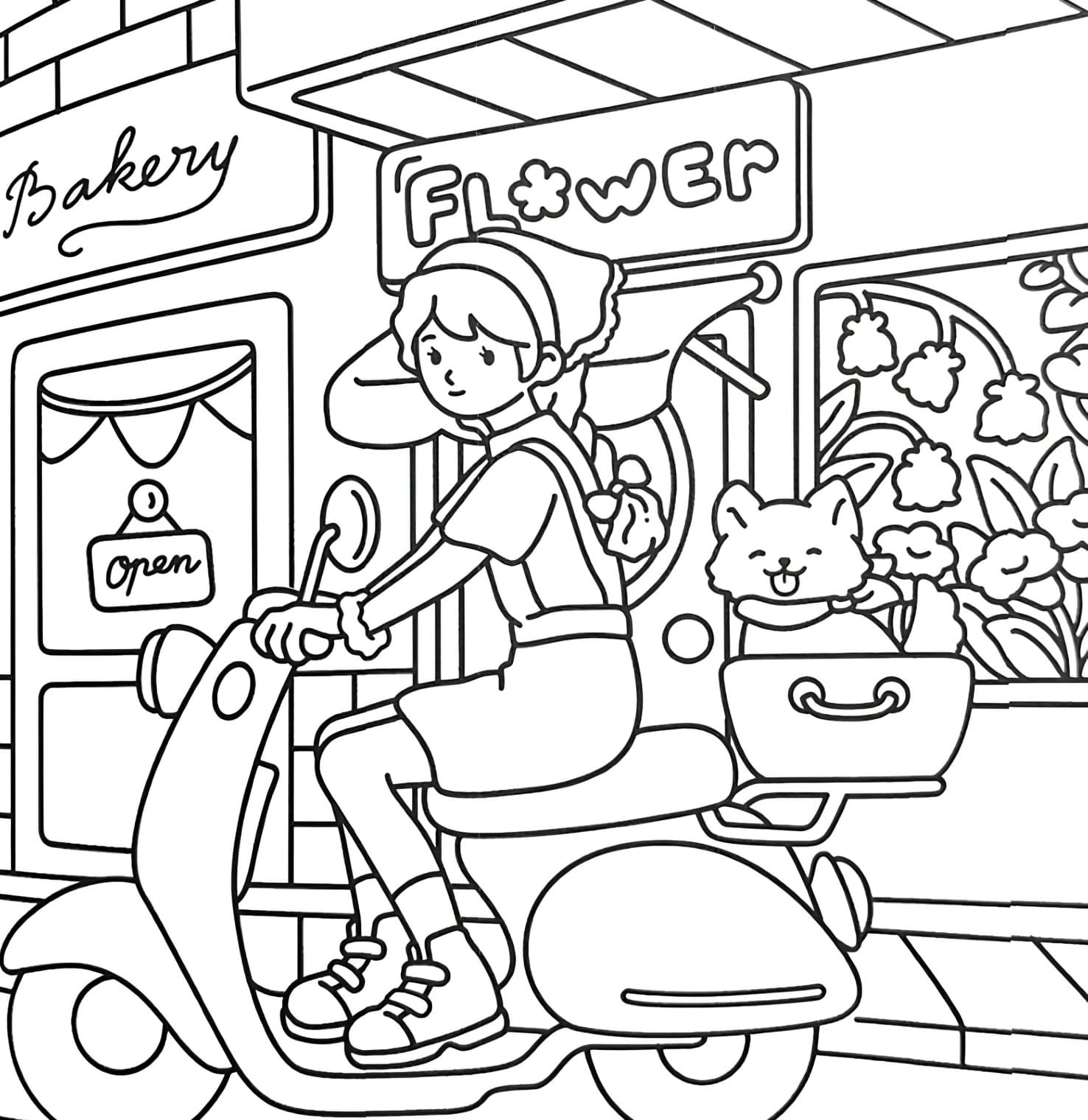 Cute Girl Relaxing Day Coloring Page Free PDF Printable Cute Girl Relaxing Day Coloring Page Free PDF Printable