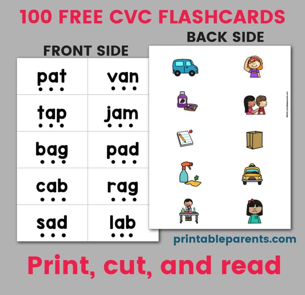 CVC Words Flashcards Printable Printable Parents