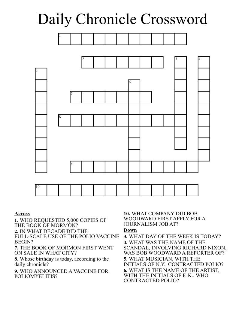 Daily Chronicle Crossword WordMint Daily Chronicle Crossword WordMint