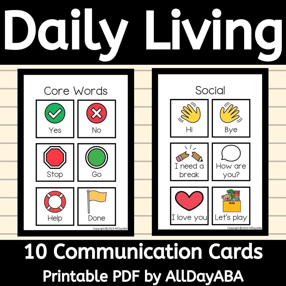 Daily Living Communication Cards For Non Verbal Autism AAC Visuals And ABA