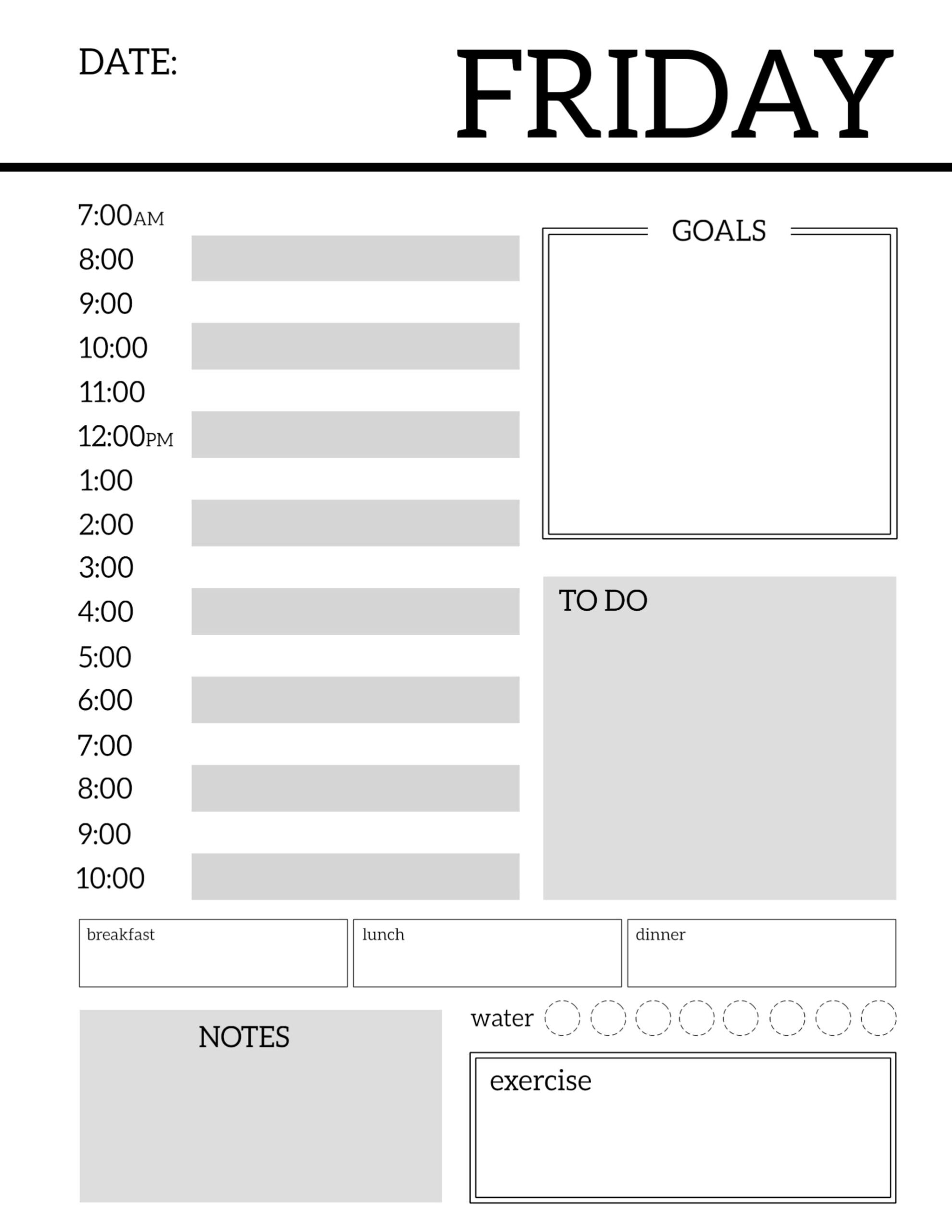 Daily Planner Printable Template Sheets Paper Trail Design