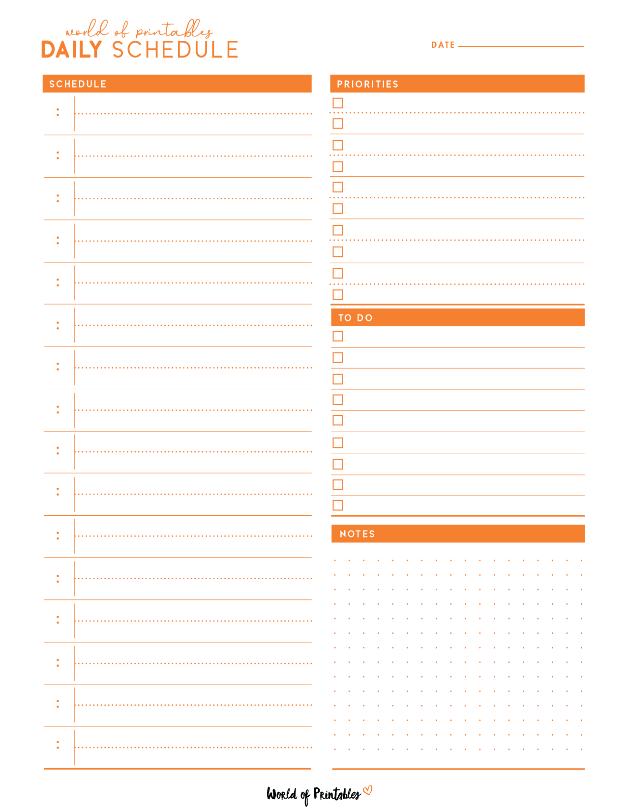 Daily Schedule Templates World Of Printables