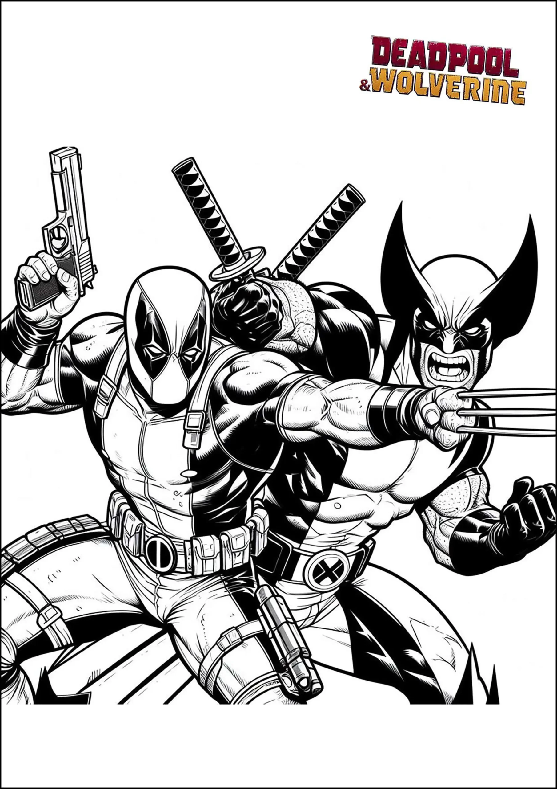 Deadpool And Wolverine Comics Style Deadpool Coloring Pages