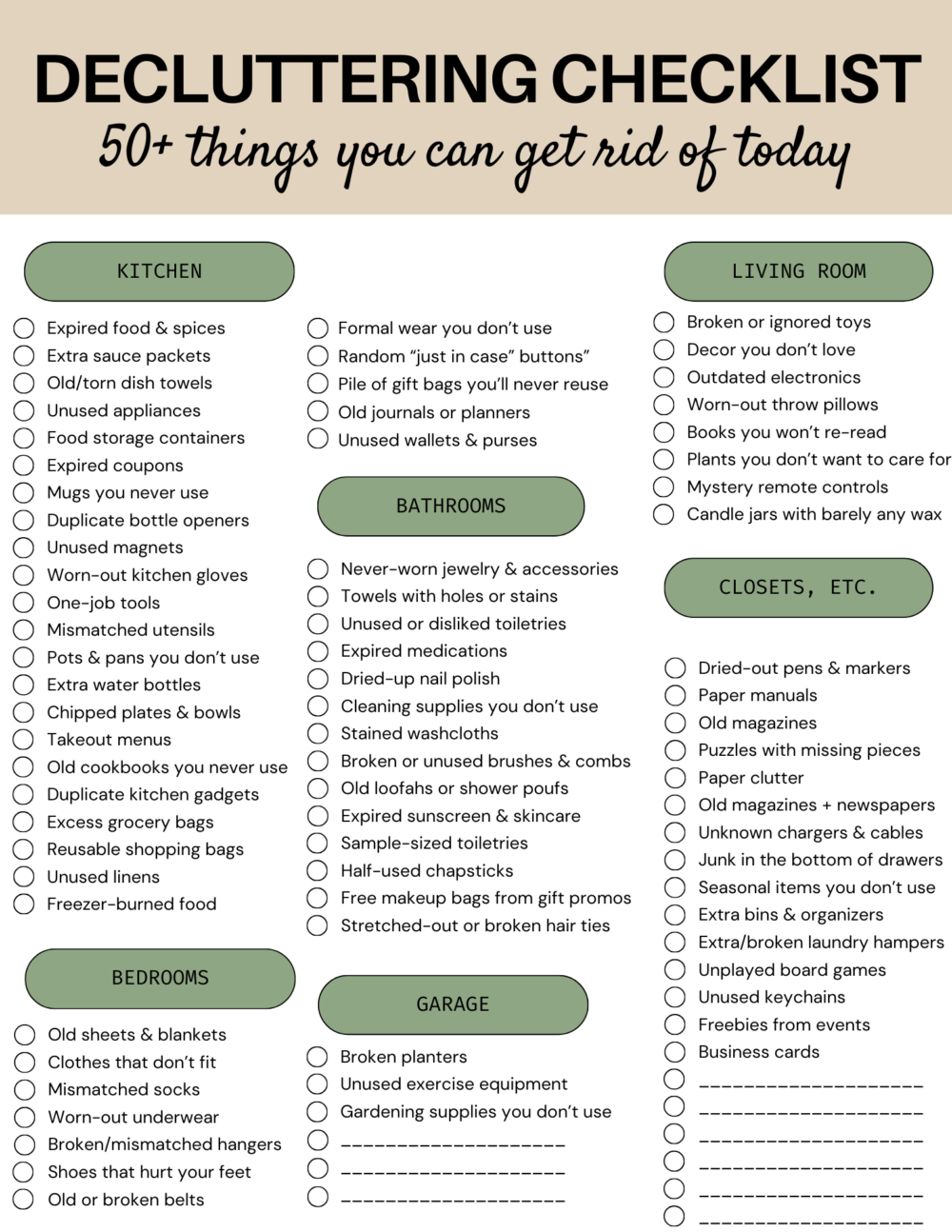 Decluttering Checklist 75 Things To Purge From Your Home Love Renovations