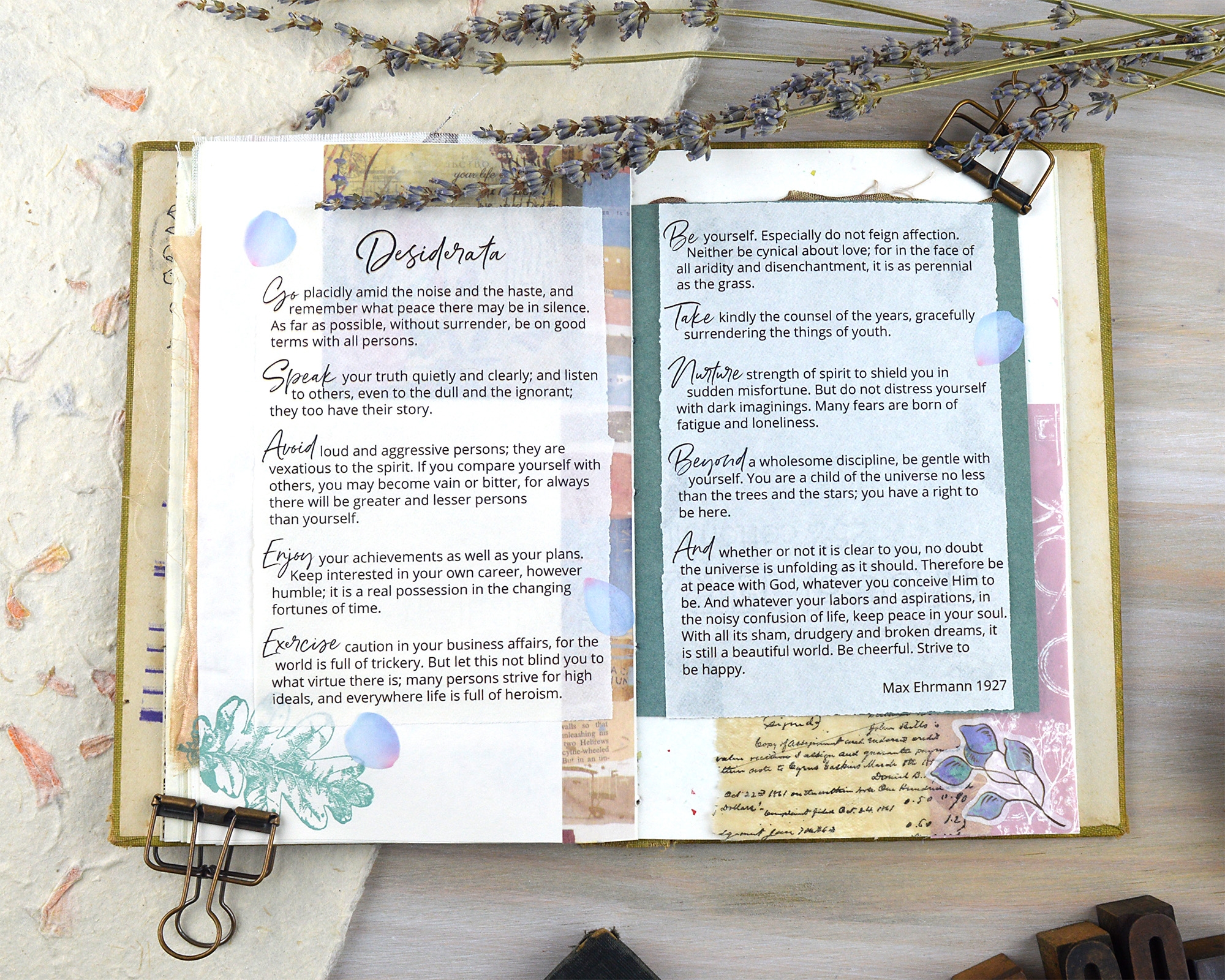 Desiderata Free Printable Poem For Your Journal Pages