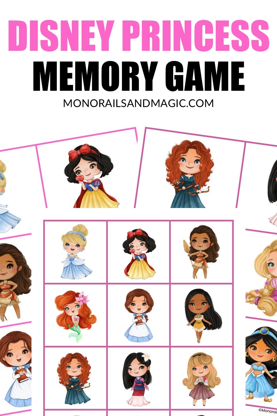 Disney Princess Memory Game Free Printable Monorails And Magic