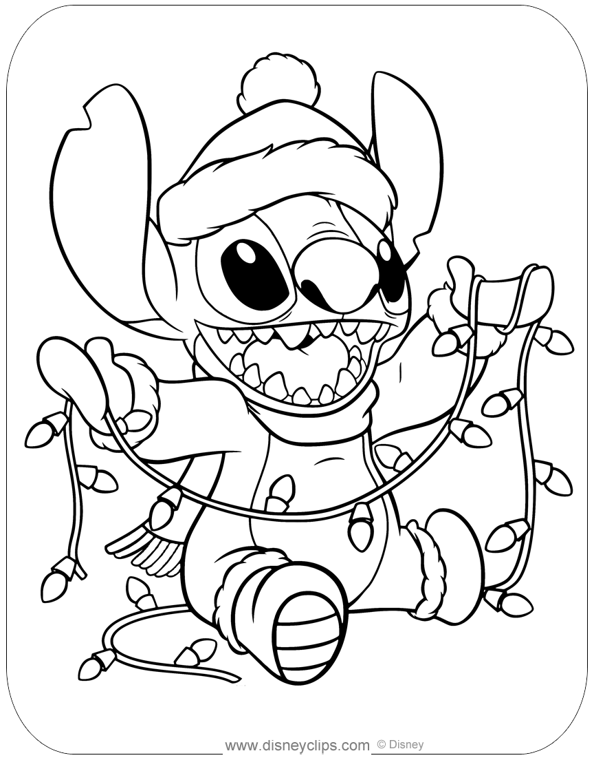 Disney Stitch Christmas Coloring Pages Disneyclips