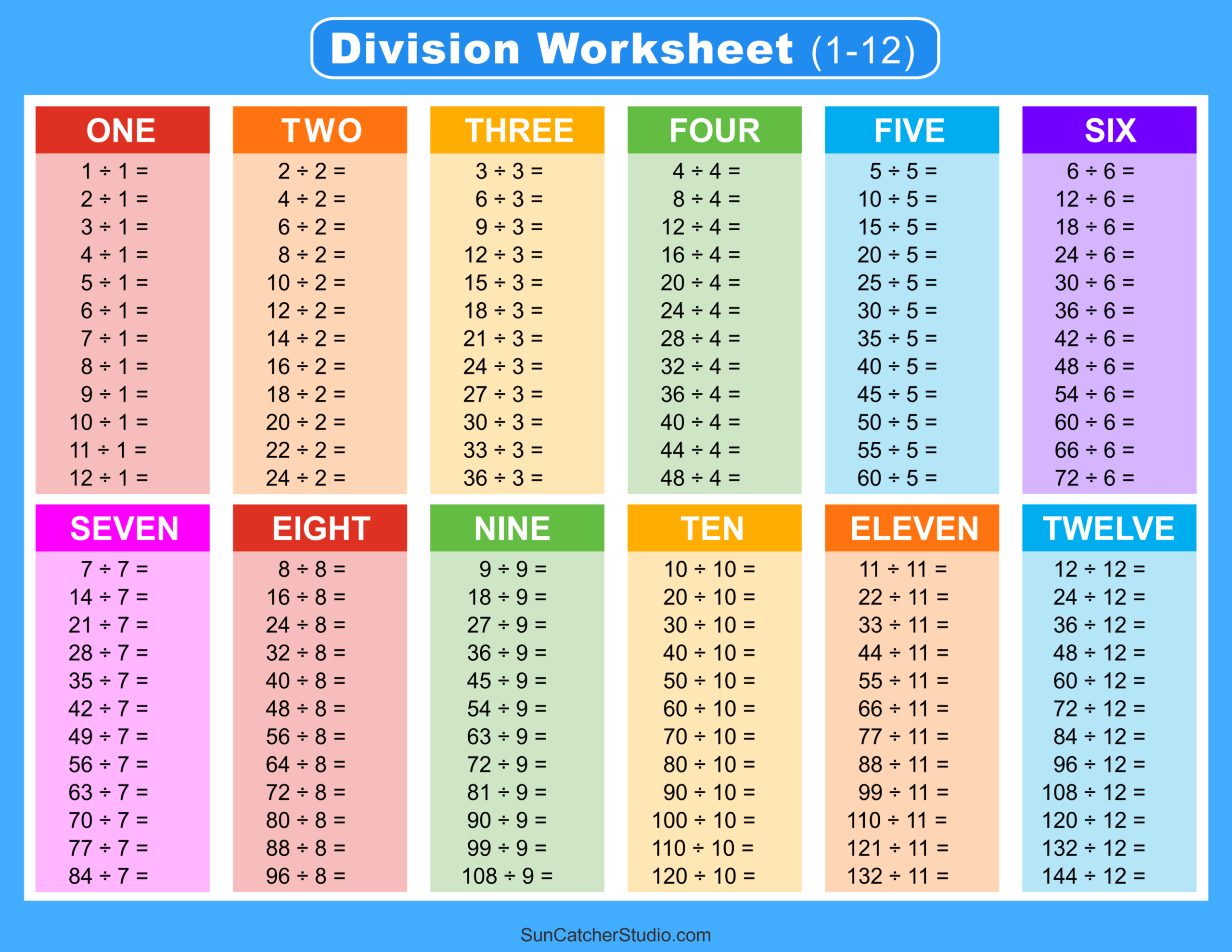 Division Charts And Tables Free Printable PDF Math Worksheets Worksheets Library