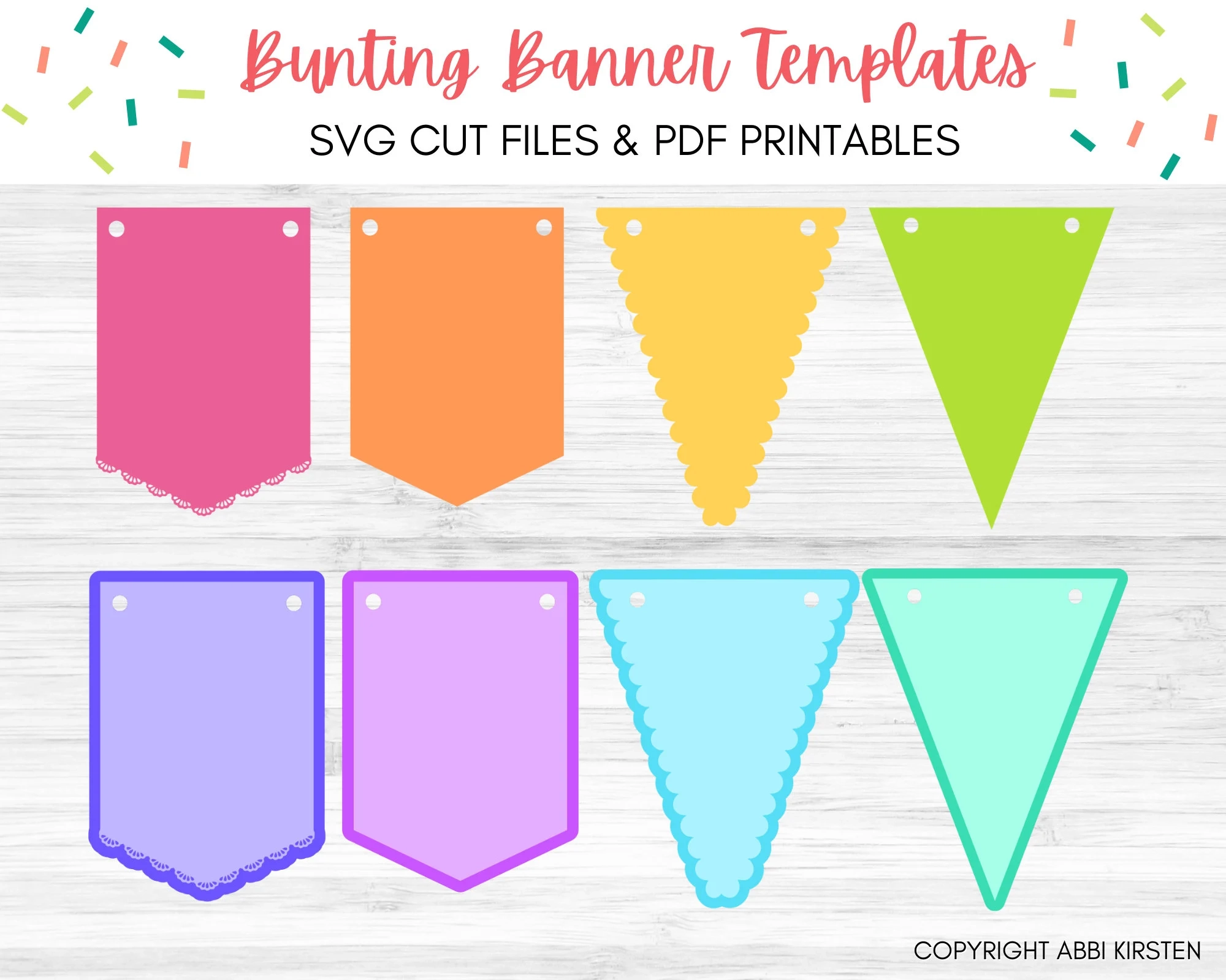 DIY Birthday Banner Bunting Banner SVG Cut Files And PDF Printable Templates Pendant Banner Template Etsy