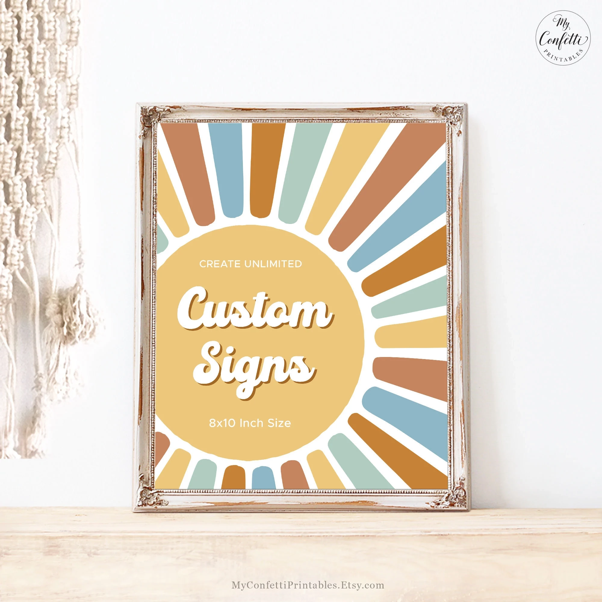 DIY Custom Sign Template Editable Unlimited 8x10 Sign Template Make Your Own Signs Birthday Retro Sun 70s Sunshine Boy MCP85 CJB Etsy