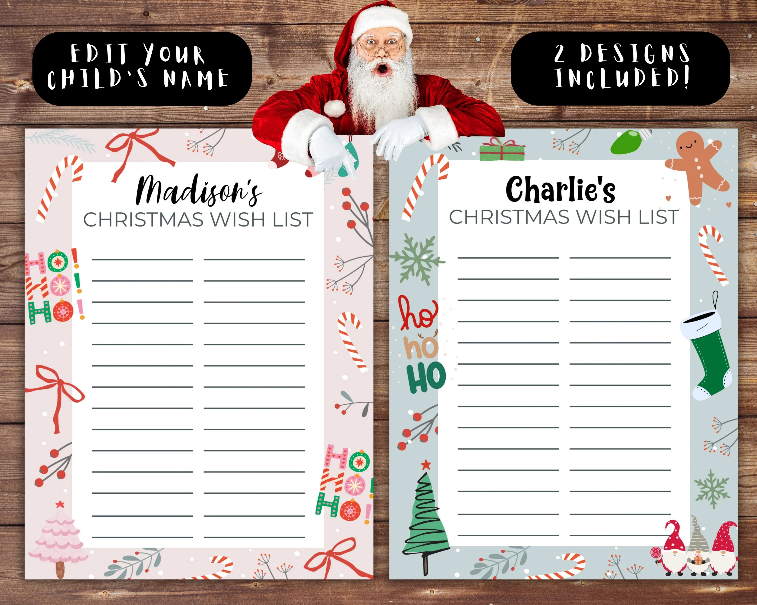 DIY Kids Christmas Wish List Template Editable Printable Etsy