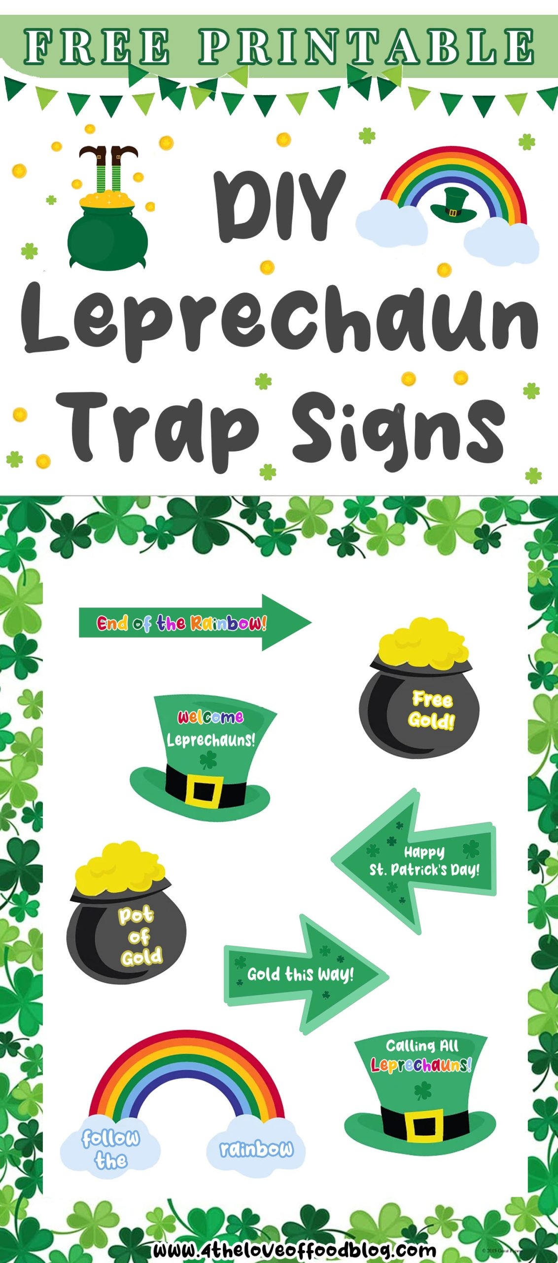 DIY Leprechaun Trap Signs Free St Patrick s Day Printables For The Love Of Food