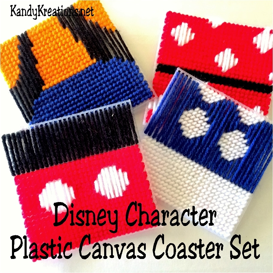 DIY Party Mom Disney Character Plastic Canvas Pattern Coaster Set