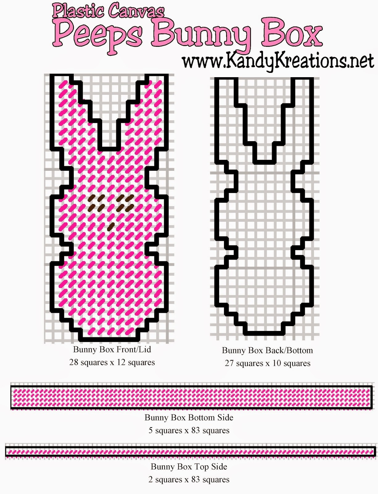 DIY Party Mom Easter Peeps Bunny Box Plastic Canvas Pattern