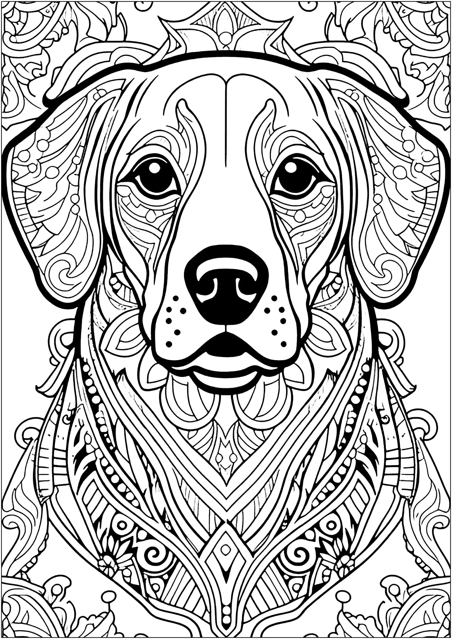 Dog With Nice Patterns Dog Coloring Pages For Adults