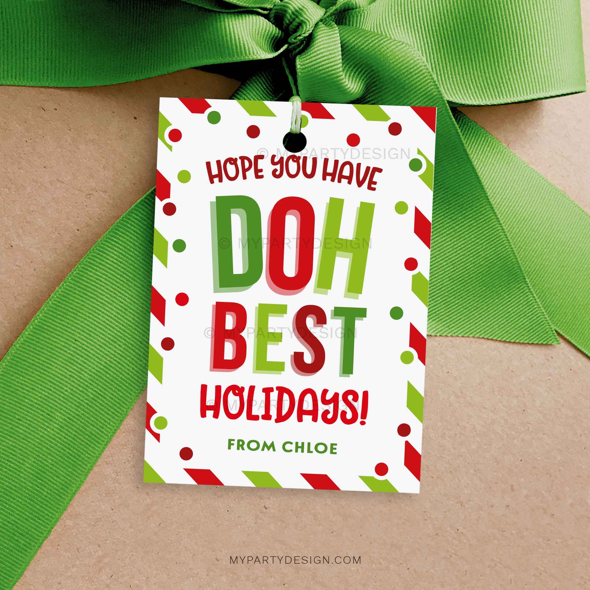 Doh Best Holidays Play Dough Gift Tag Printable PDF My Party Design