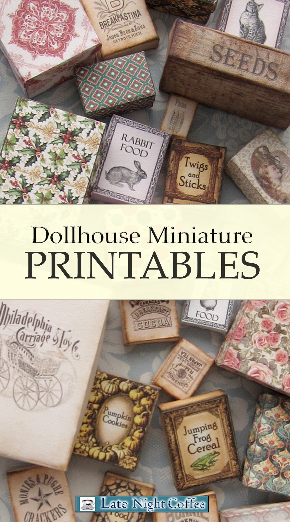 Dollhouse Miniature Printables Late Night Coffee