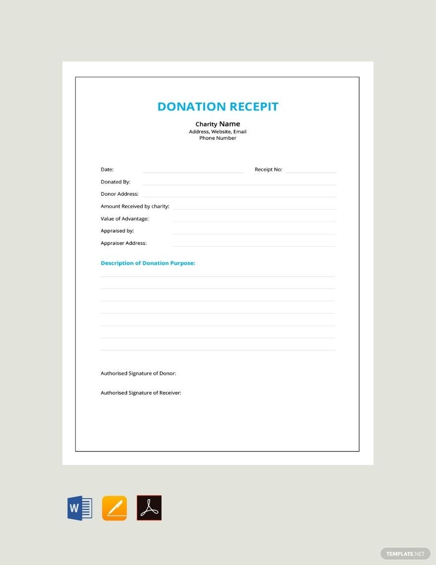 Donation Receipt Template In Excel Word PDF Pages Download Template
