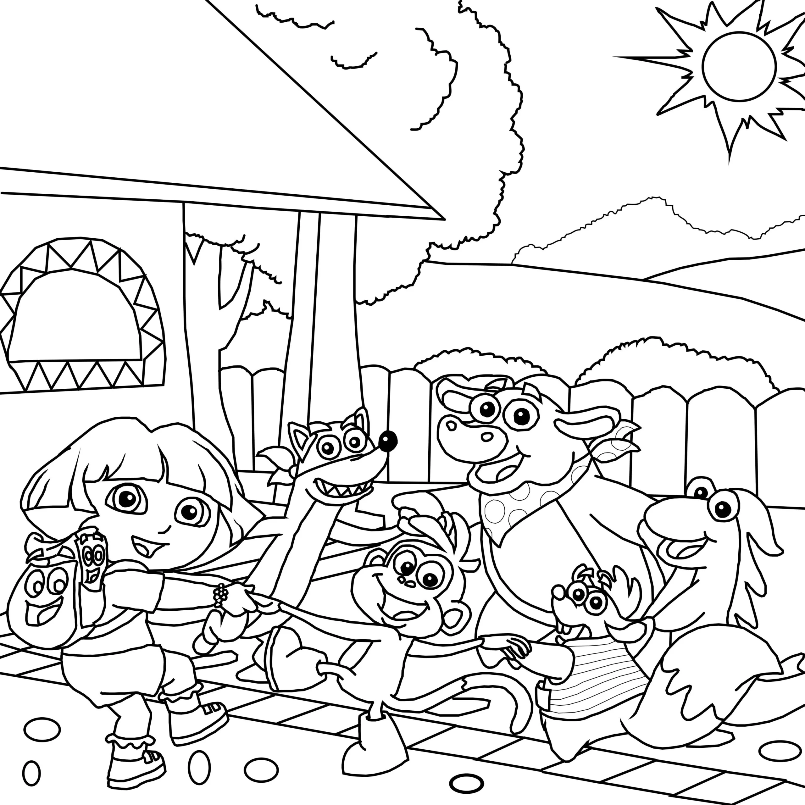 Dora The Explorer Coloring Page Etsy