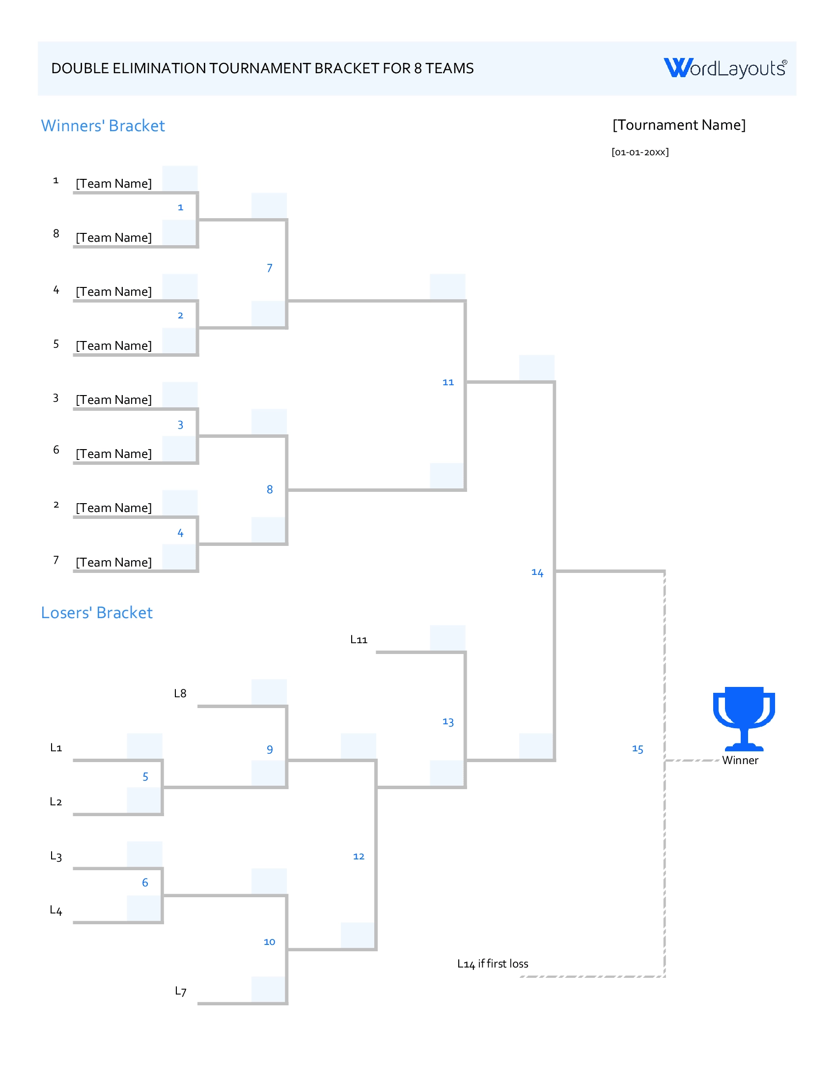 Double Elimination Tournament Bracket Template Excel 