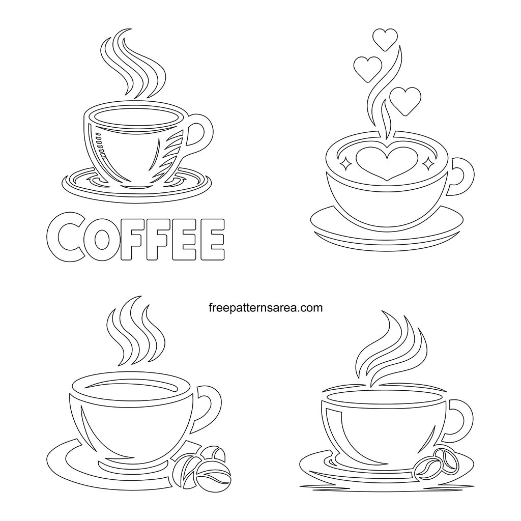 Download Printable Coffee Cup Outline PDF Templates FreePatternsArea