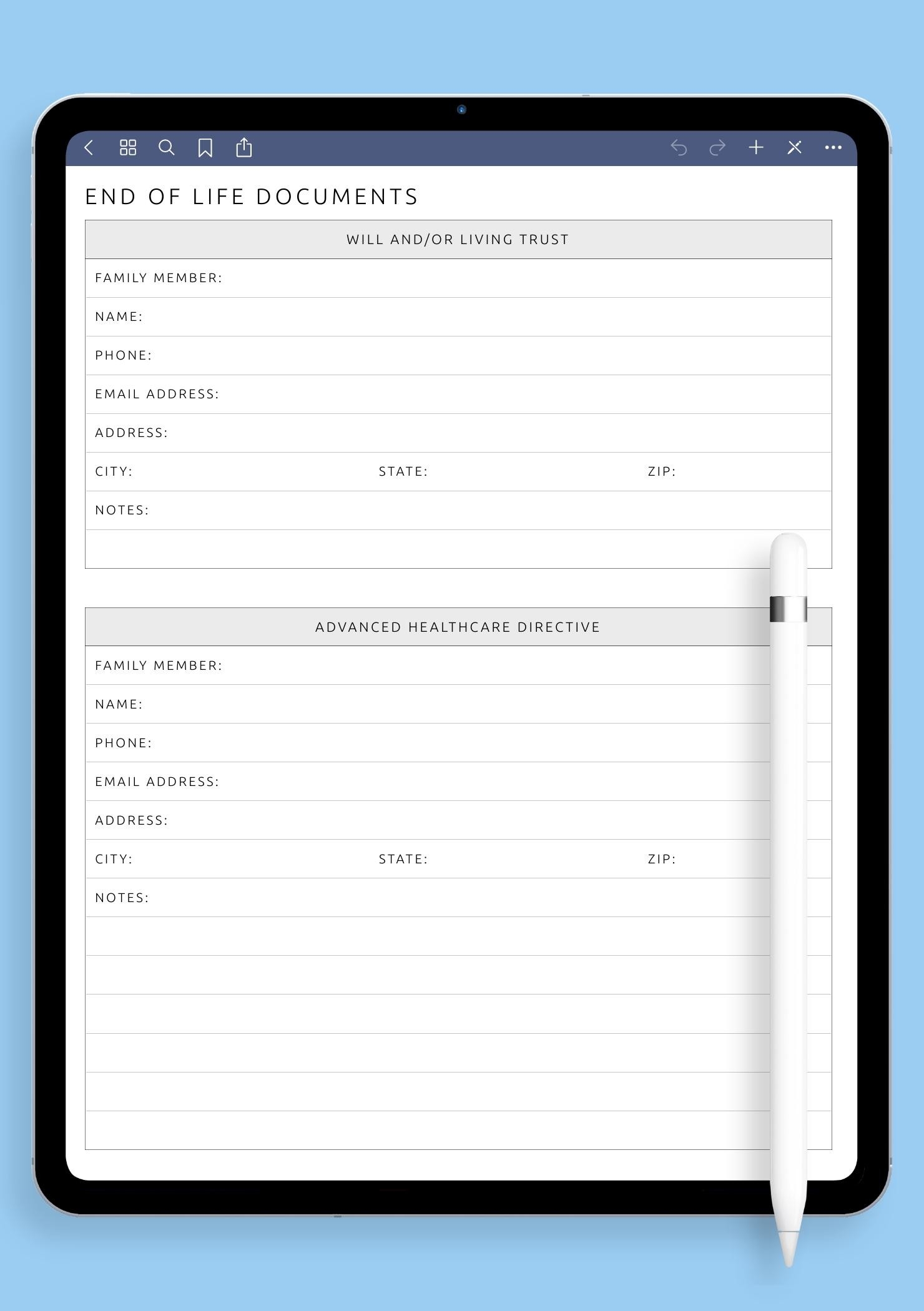 Download Printable End Of Life Documents PDF