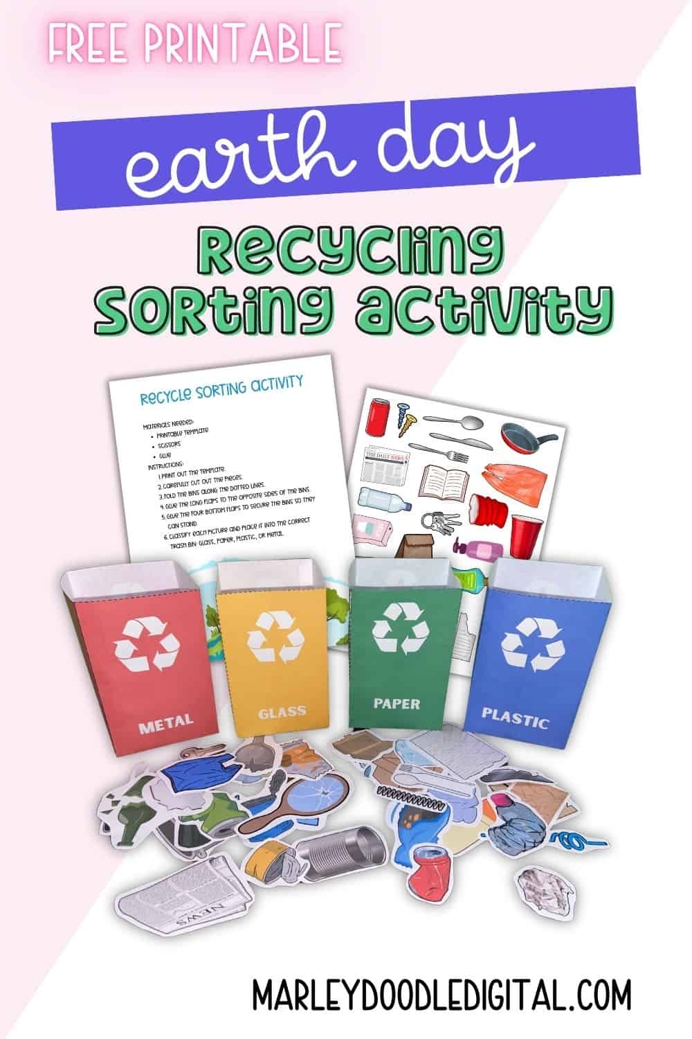 Earth Day Recycling Activity Free Printable Sorting Game Marley Doodle Digital