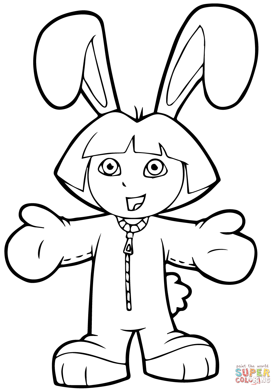 Easter Dora Coloring Page Free Printable