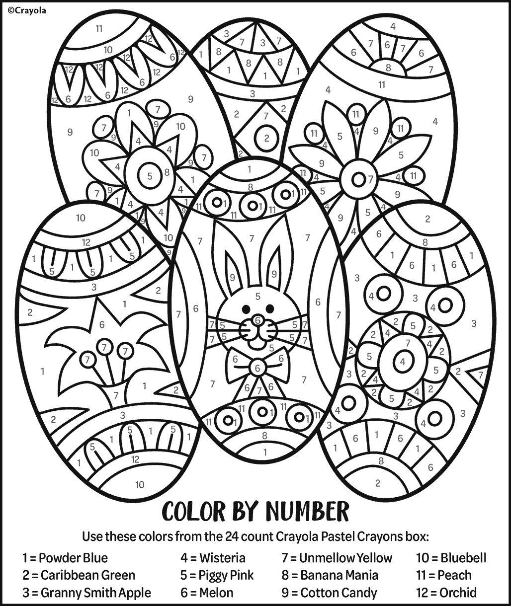 Easter Eggs Color By Number Printable Coloring Page Easter Eggs Color By Number Printable Coloring Page