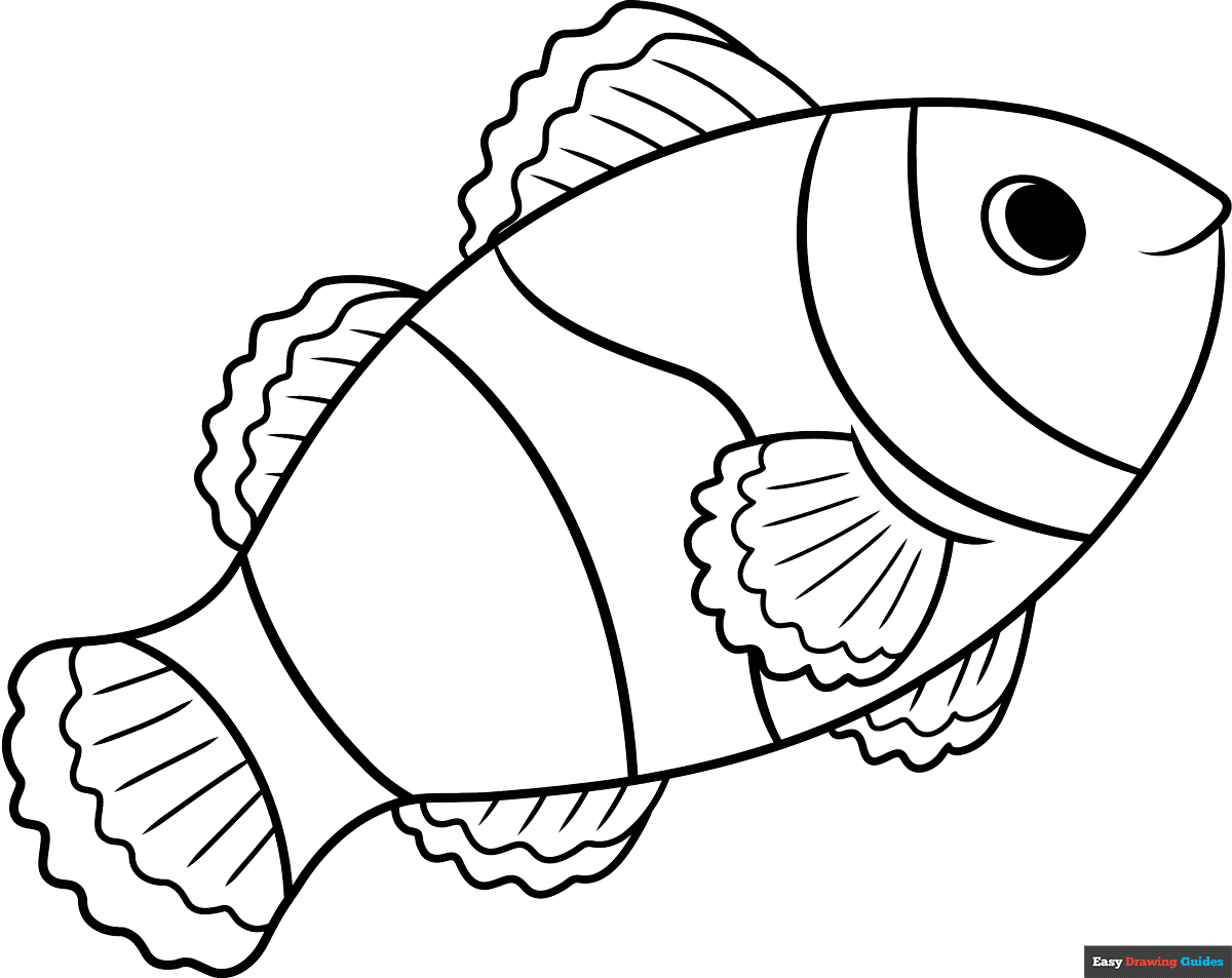 Easy Clownfish Coloring Page Easy Drawing Guides