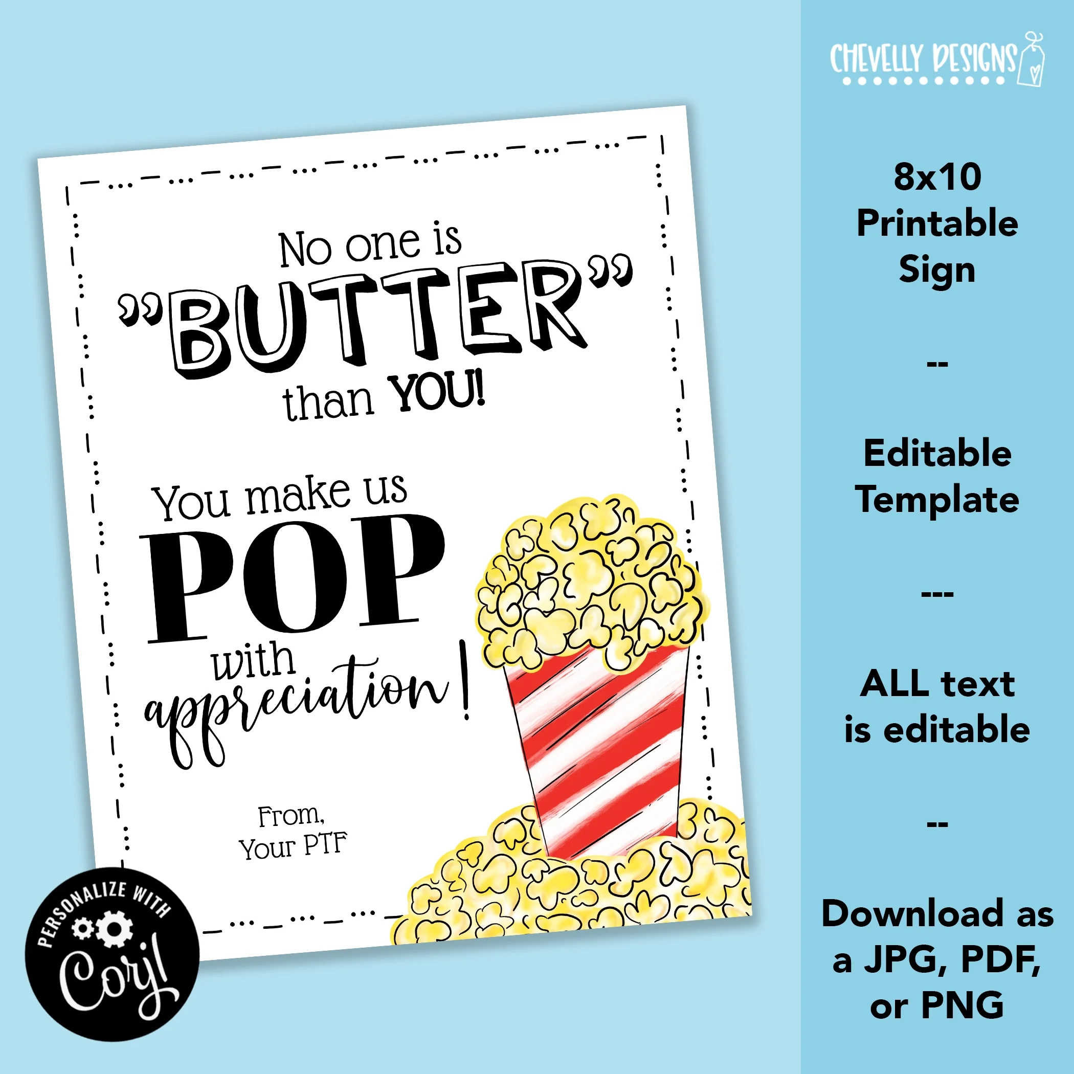 Editable 8x10 Popcorn Sign Staff Appreciation Week Printable Bre Chevelly Designs Editable 8x10 Popcorn Sign Staff Appreciation Week Printable Bre Chevelly Designs