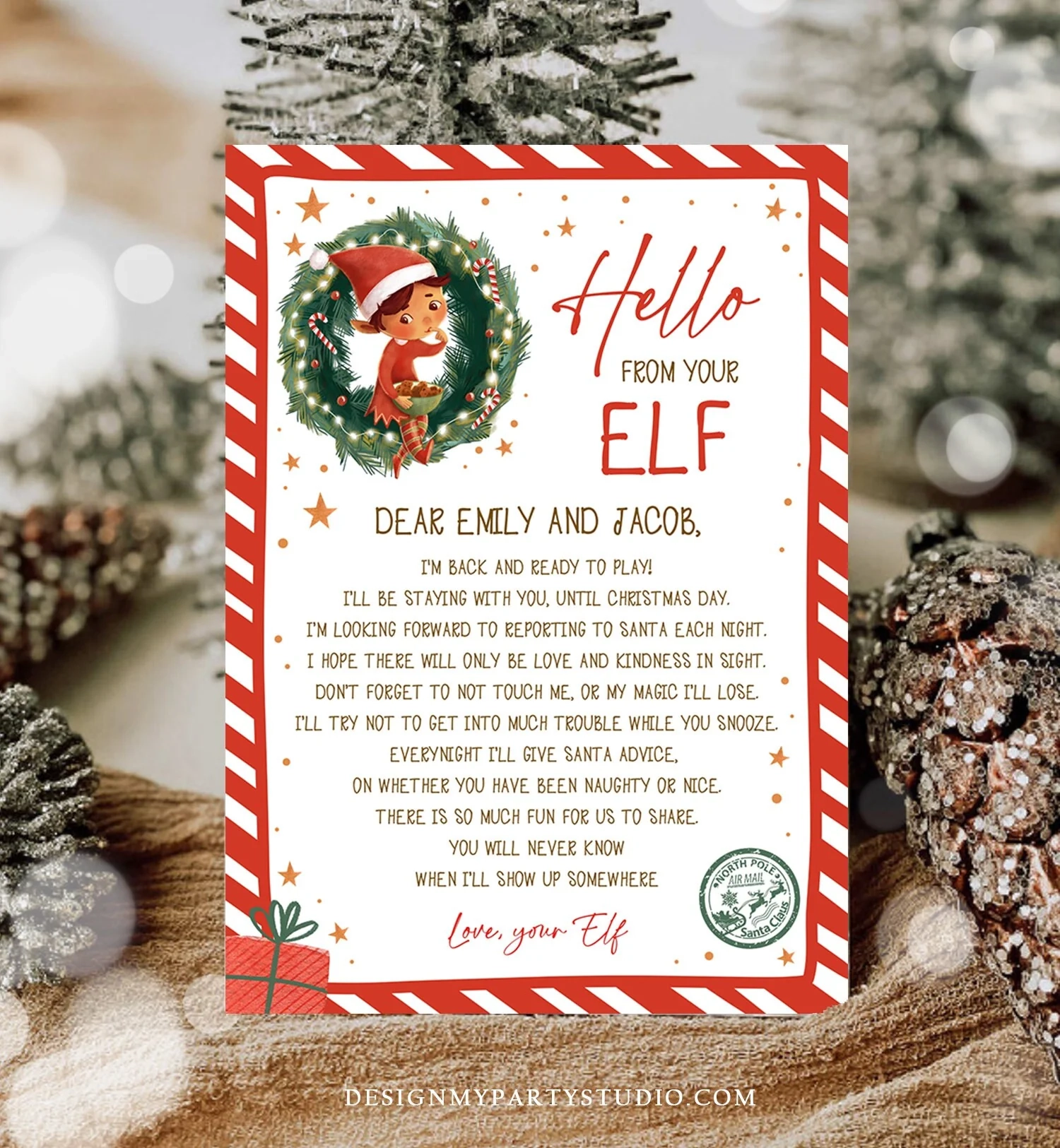Editable Elf Arrival Letter Return Letter Christmas Elf I m Back Elf W Design My Party Studio