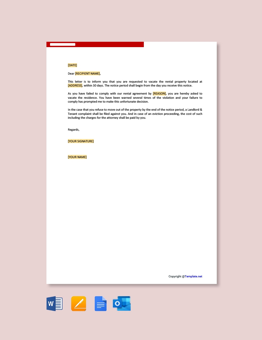 Editable Eviction Letter Templates In Word To Download