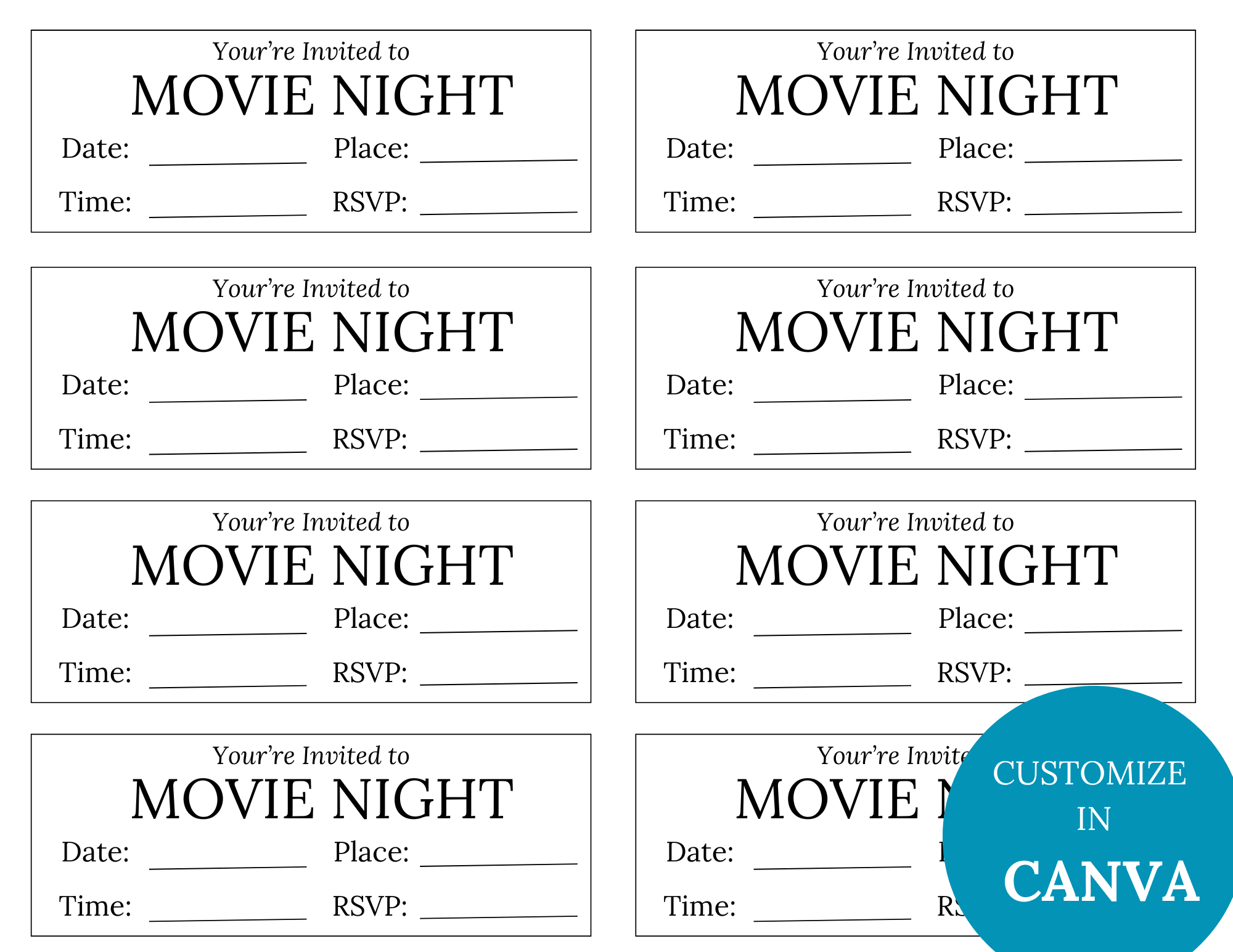 Editable Movie Event Ticket Editable Movie Event Ticket