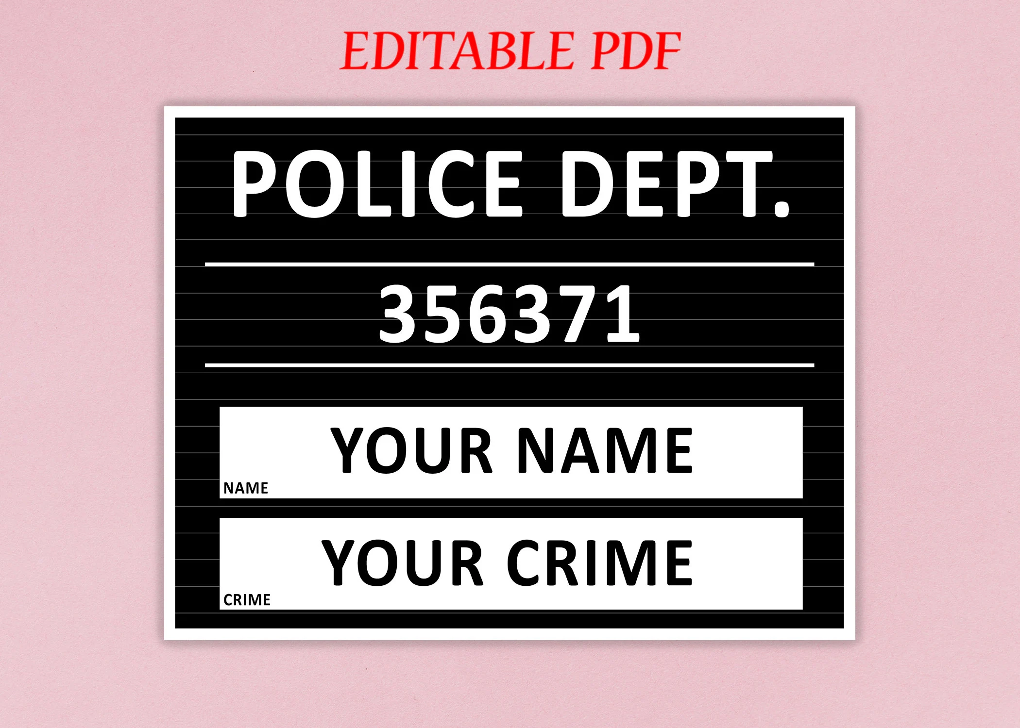 Editable Mugshot For Parties PDF Etsy