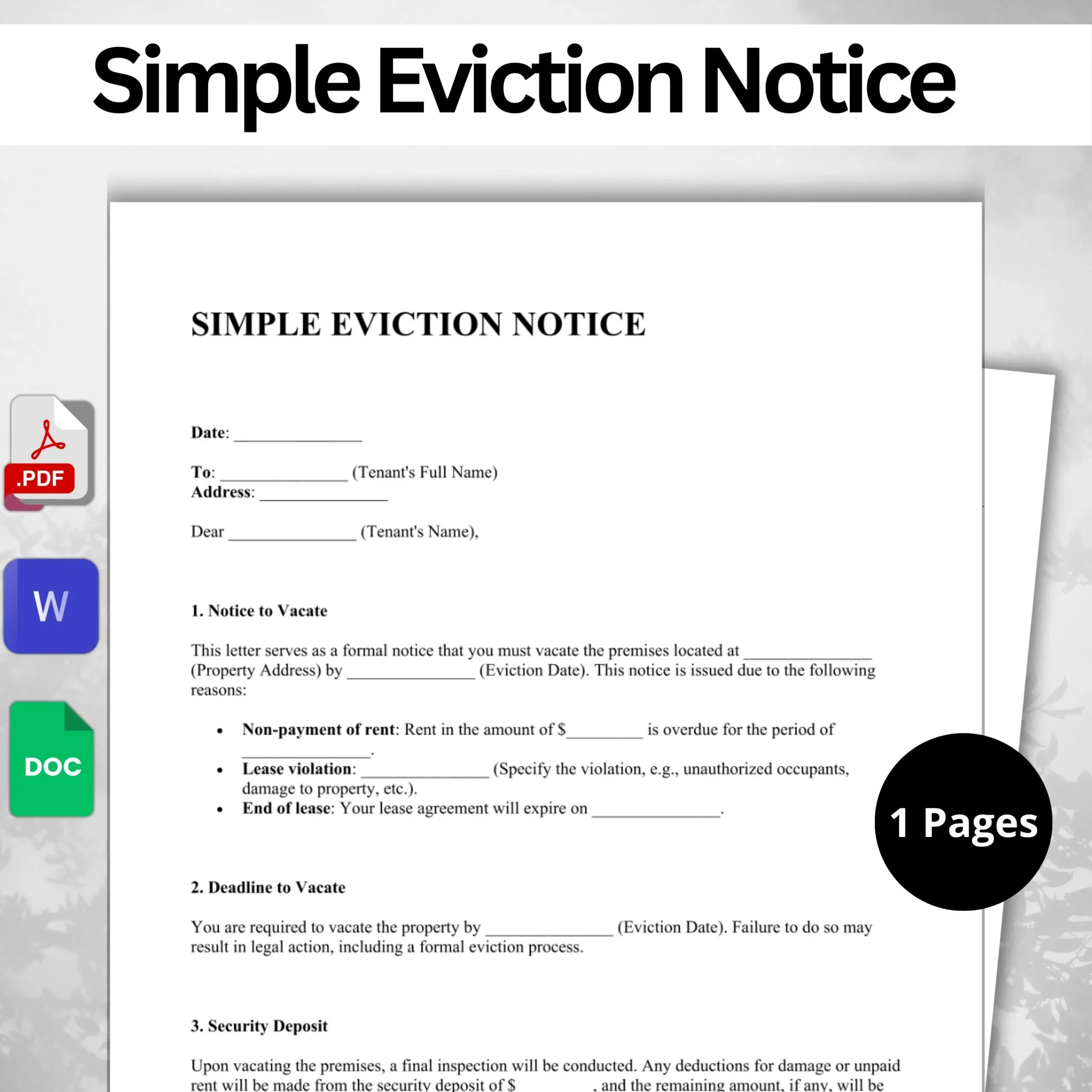 Editable Simple Eviction Notice PDF Word A4 US Letter Size Etsy Editable Simple Eviction Notice PDF Word A4 US Letter Size Etsy