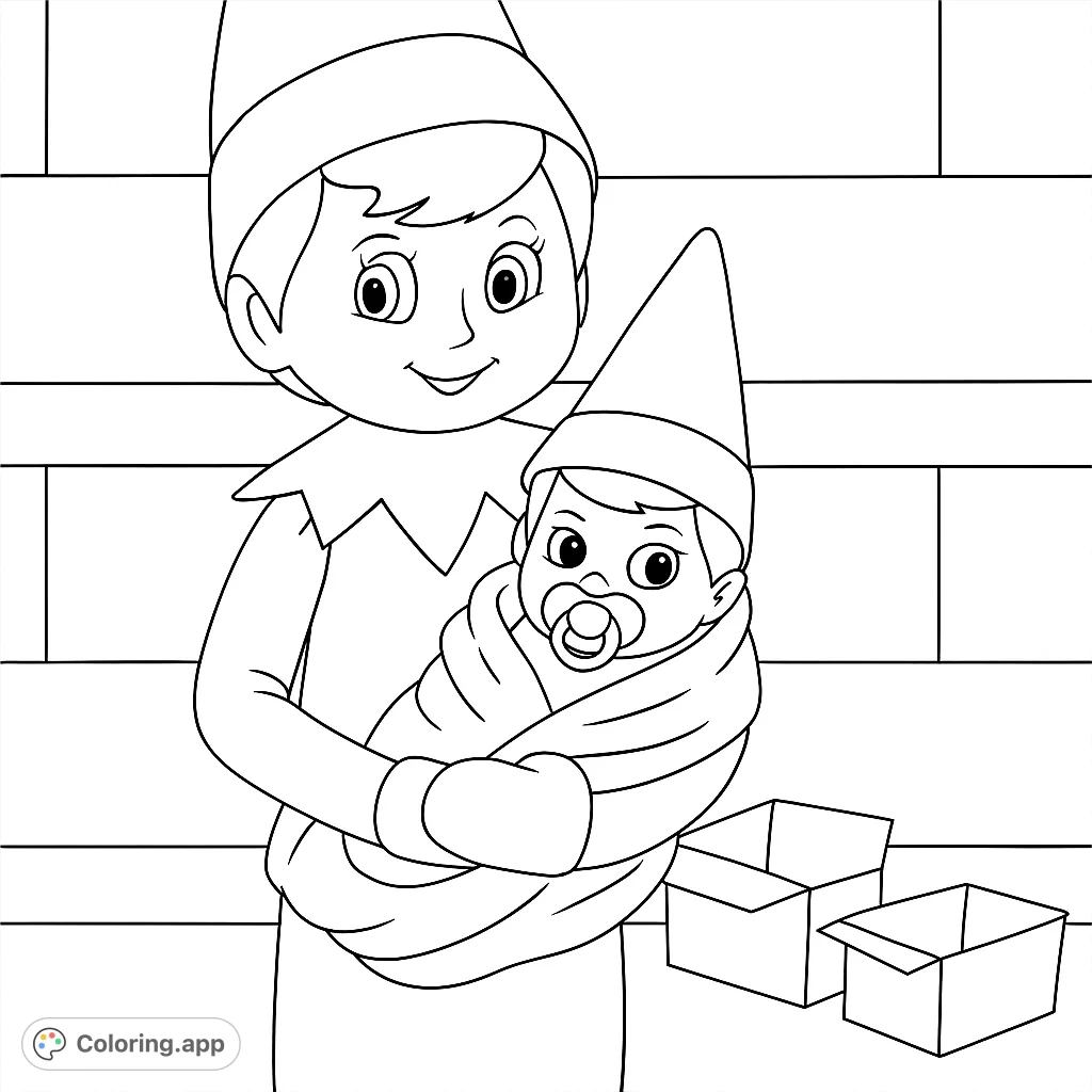 Elf Cradling Baby Doll Coloring app