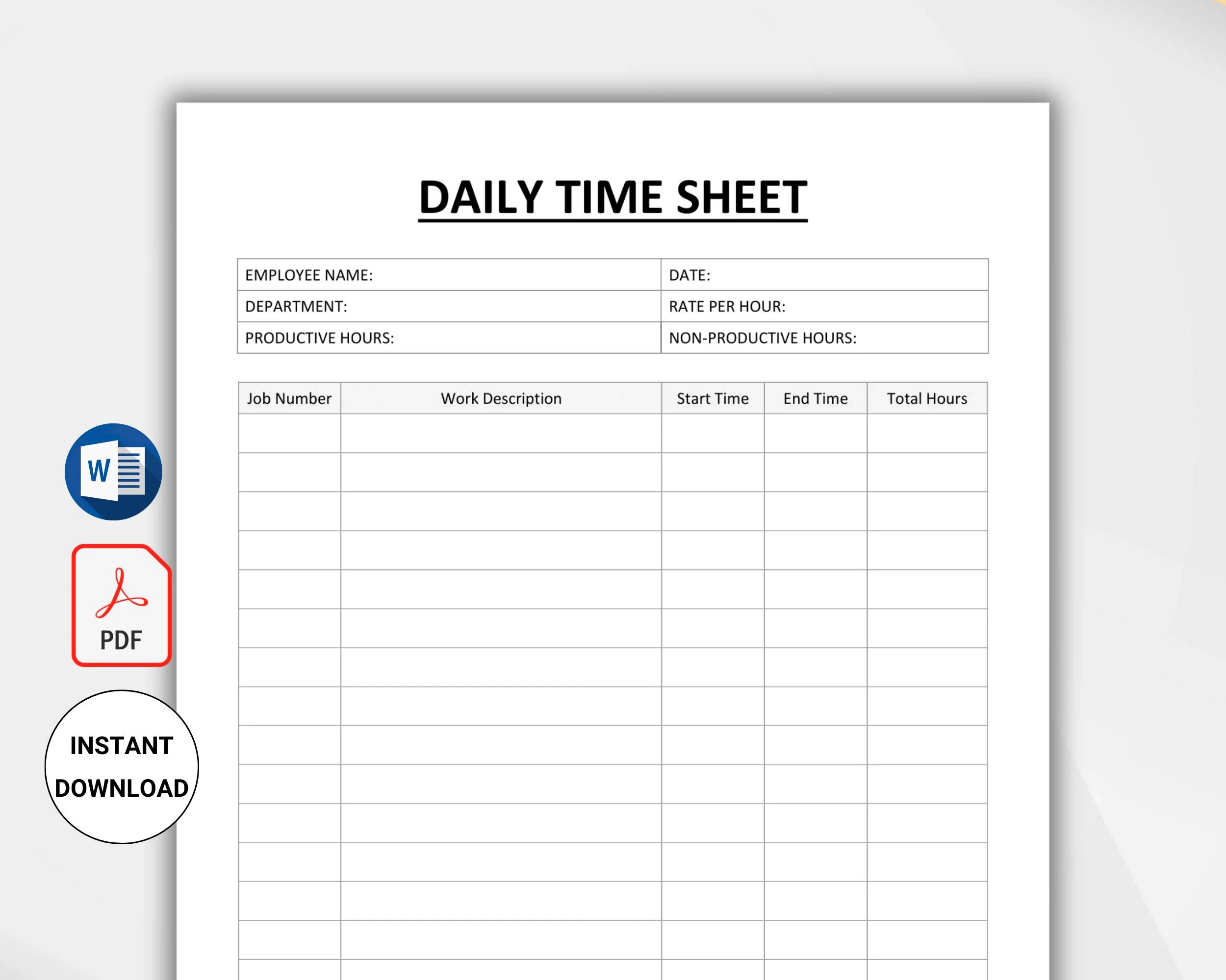 Employee Timesheet Printable Work Hours Log PDF Template Instant Download Etsy Israel Employee Timesheet Printable Work Hours Log PDF Template Instant Download Etsy Israel
