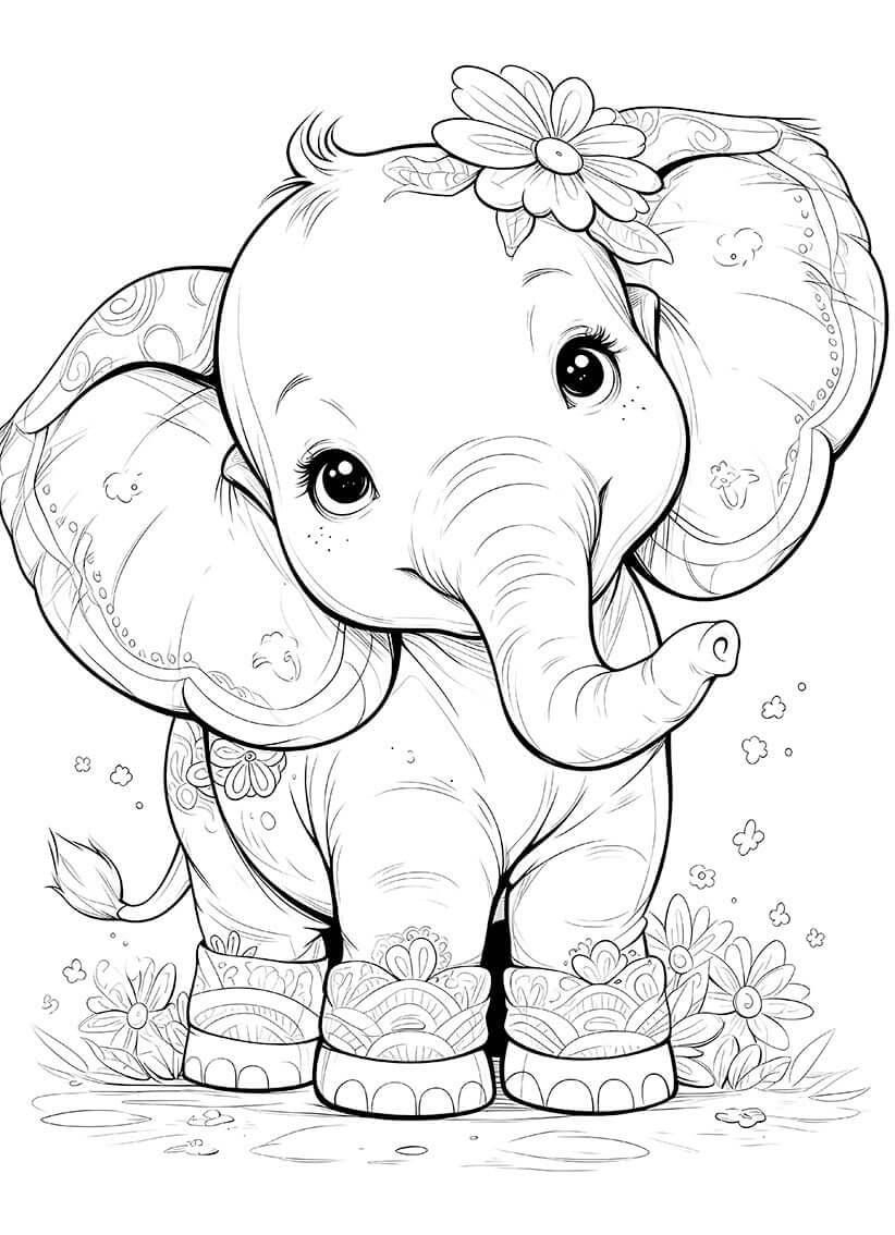 Enchanting Baby Elephant Coloring Page Printable PDF Fun Infinite Infinite Visibility