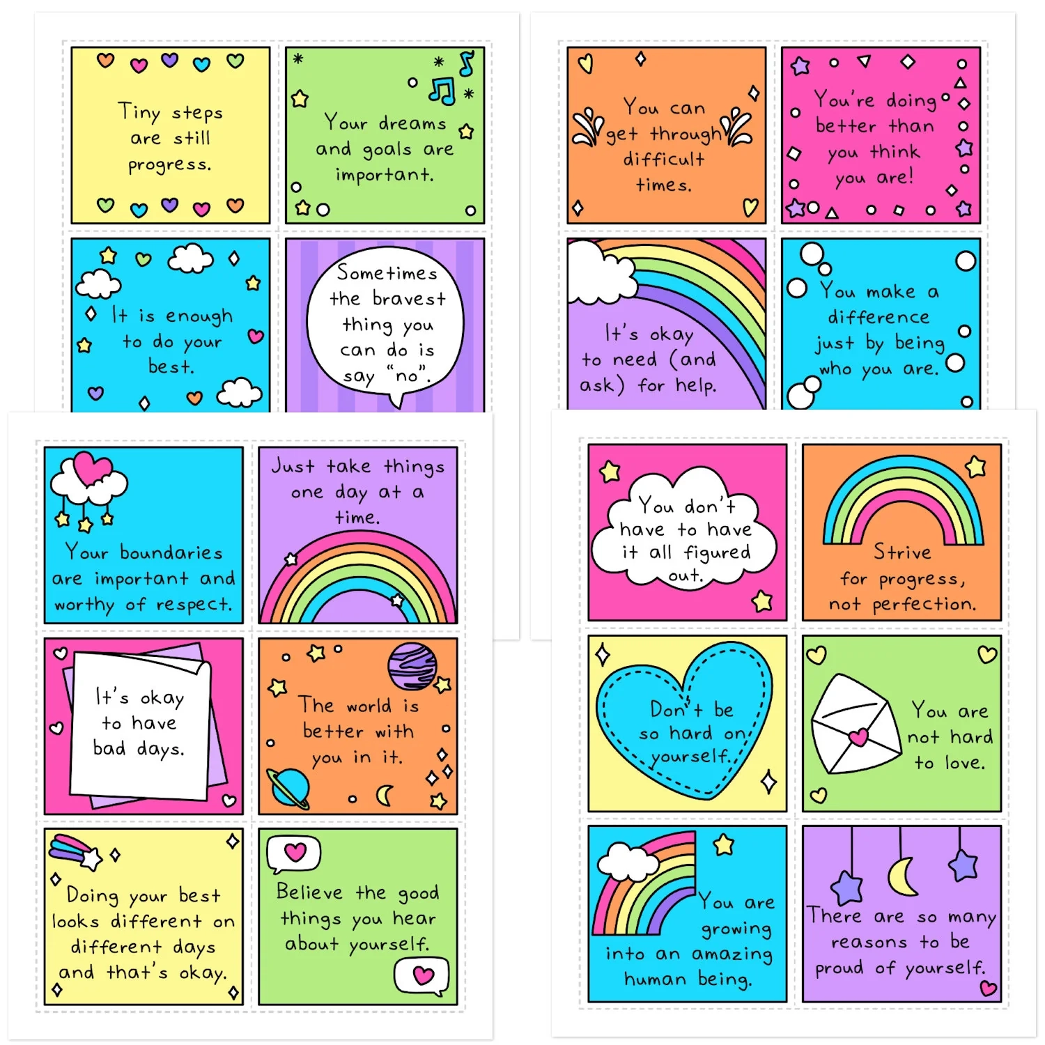 Encouragement Cards For Teens SelfLoveRainbow