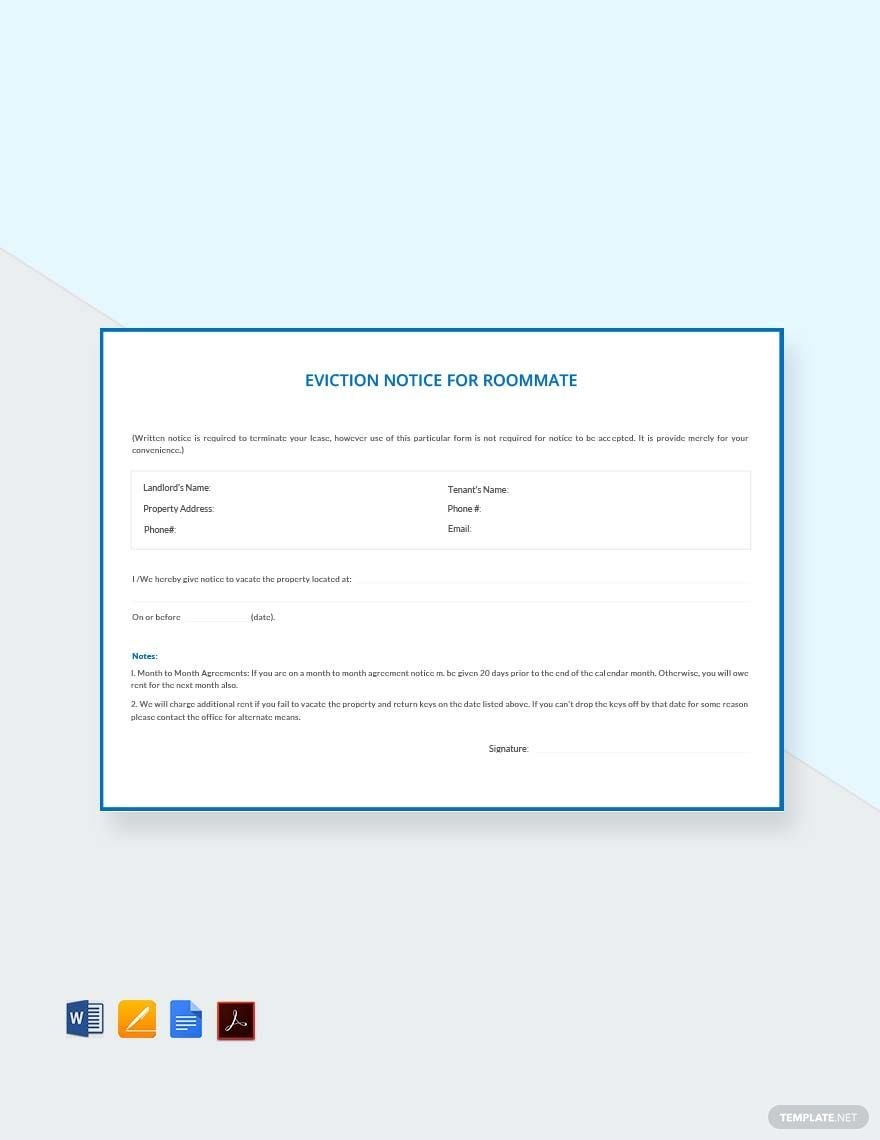 Eviction Notice For Roommate Template In PDF Word Pages Google Docs Download Template