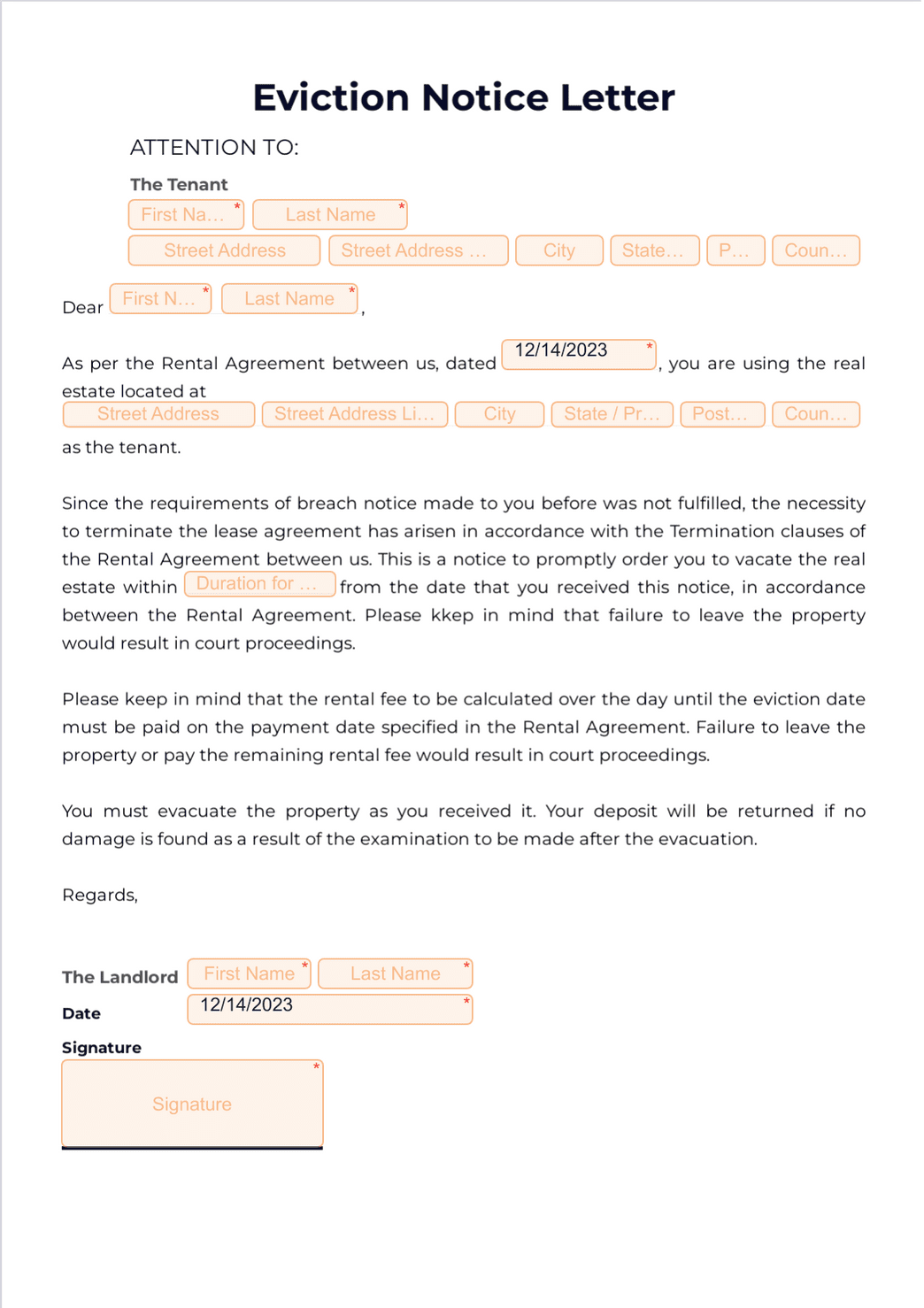 Eviction Notice Letter PDF Template Jotform